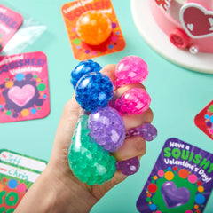 30 Packs Valentine's Day Water Droplets Stretchy Balls with Cards