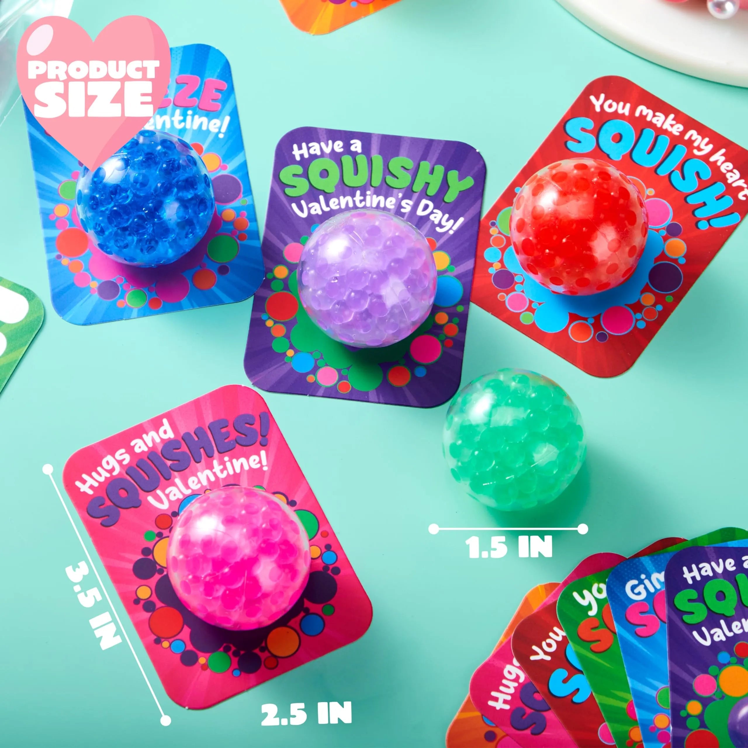 30 Packs Valentine's Day Water Droplets Stretchy Balls with Cards