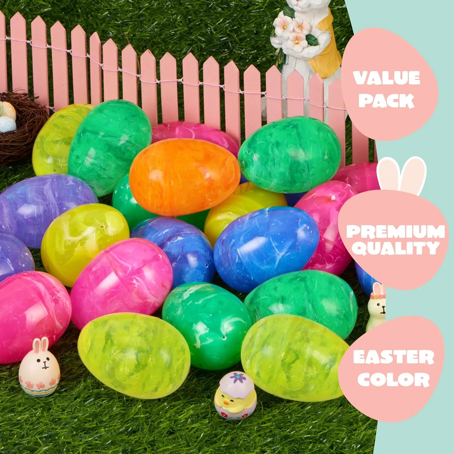 30 Iridescent Plastic Easter Eggs (3.15") for Hunt & Party
