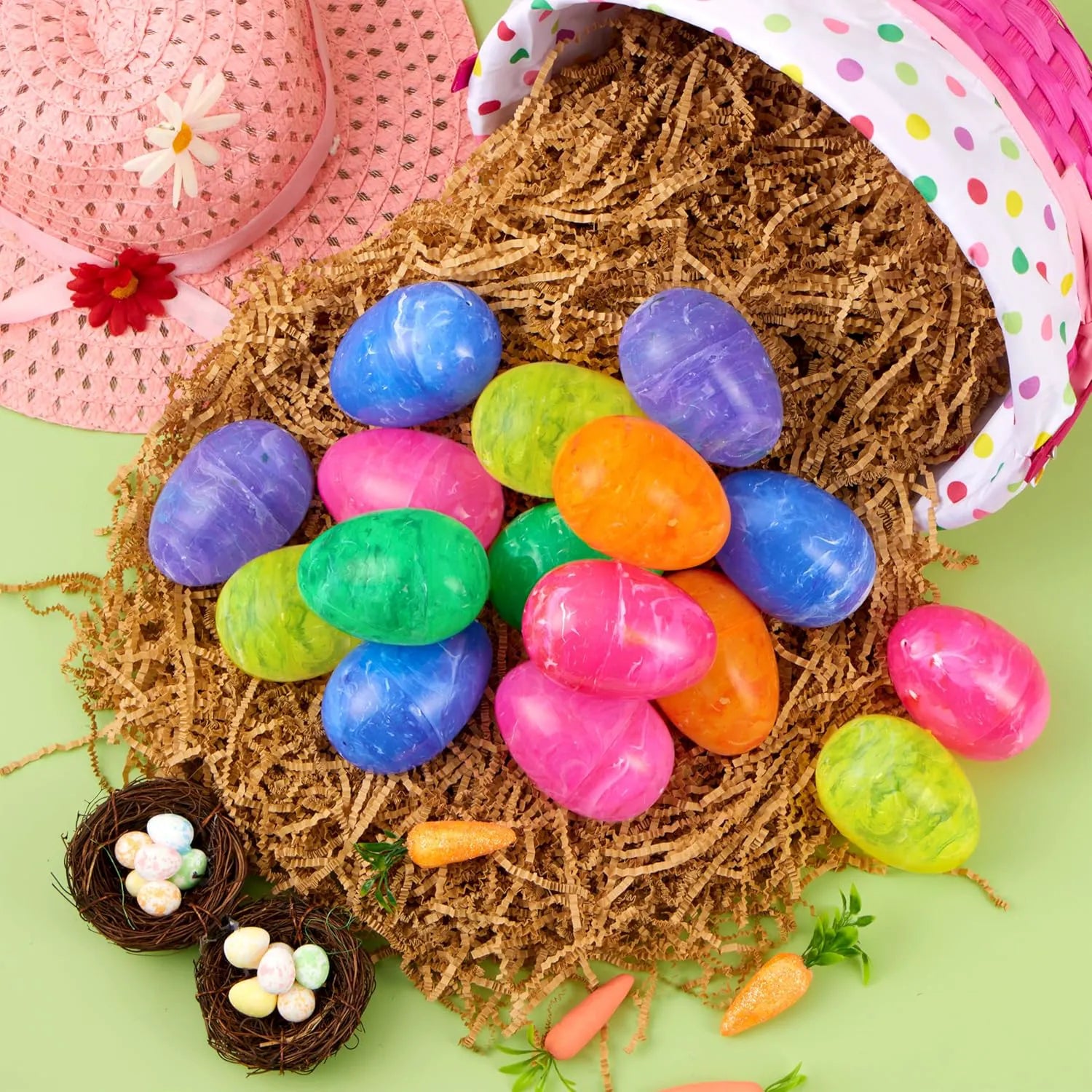 30 Iridescent Plastic Easter Eggs (3.15") for Hunt & Party