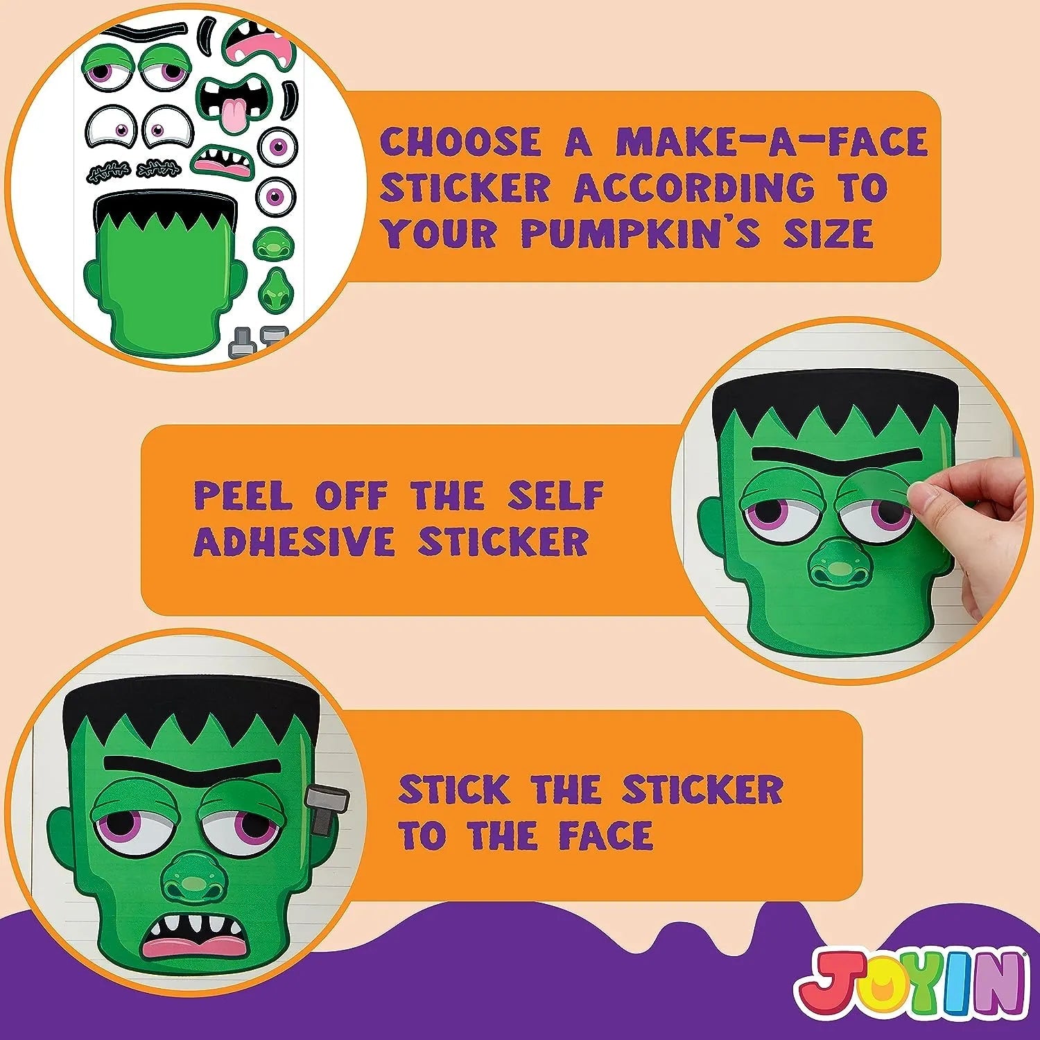 JOIN 30-Pack Halloween Make-a-Face Sticker Sheets (6 Styles)