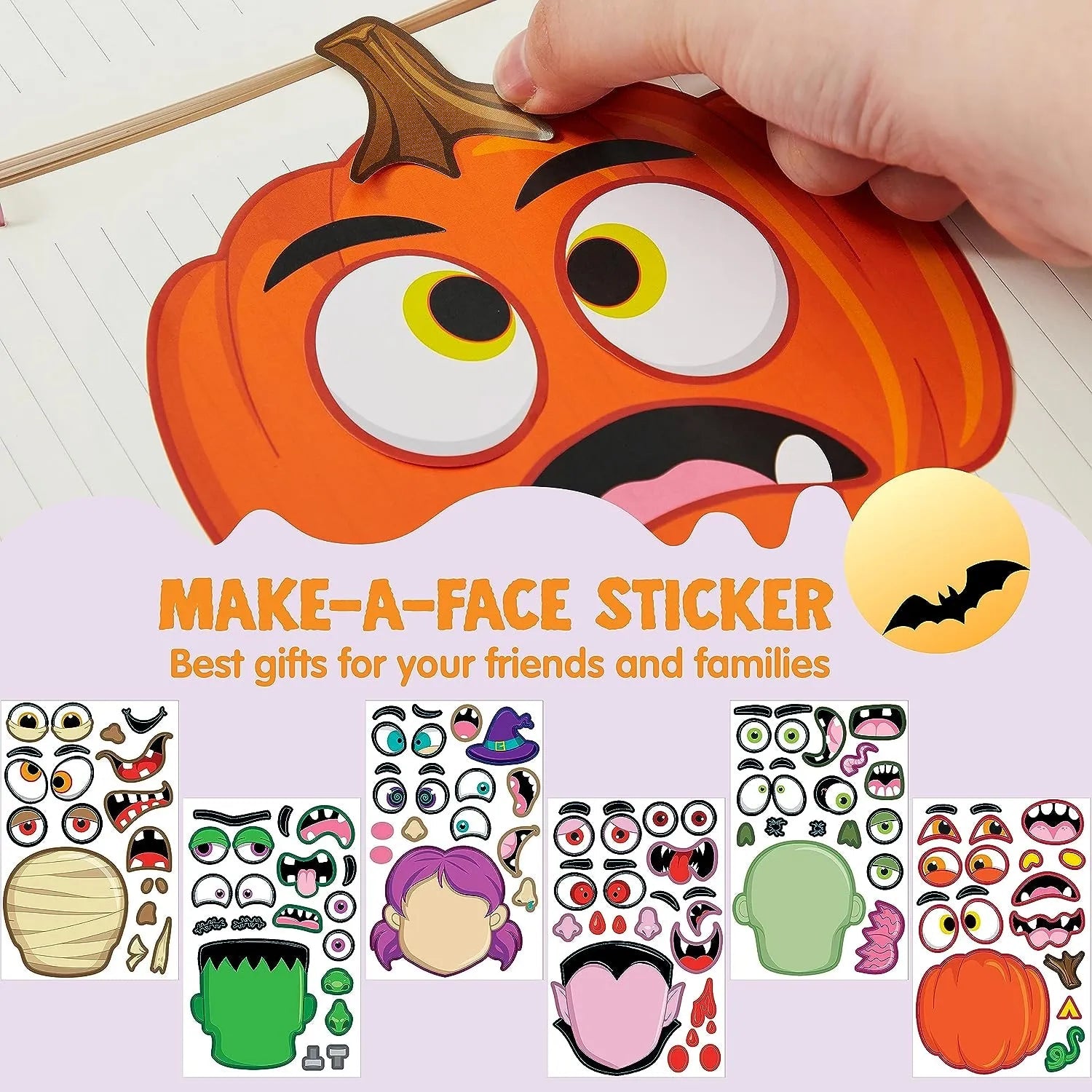 JOIN 30-Pack Halloween Make-a-Face Sticker Sheets (6 Styles)