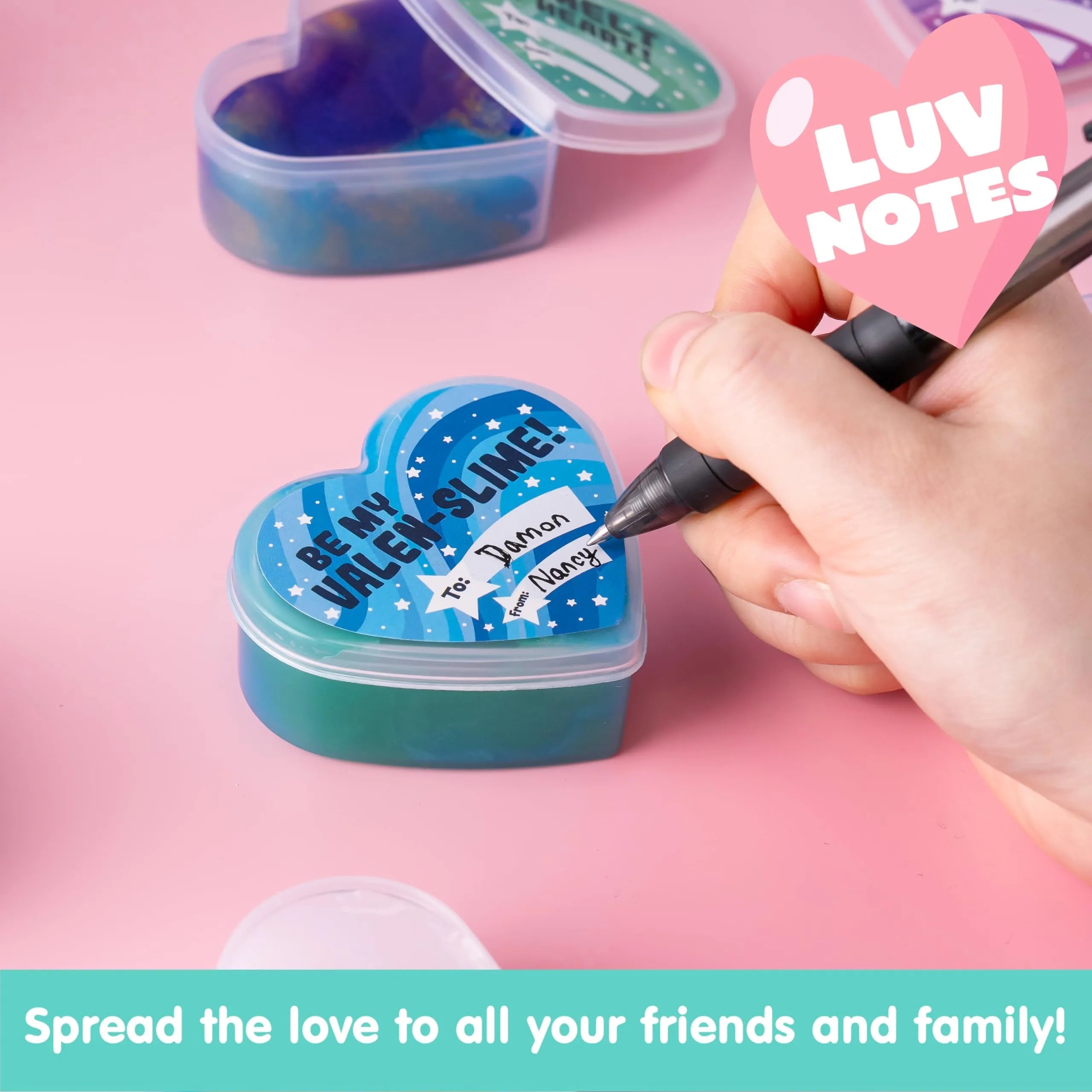 30 Cosmic Realm Slime Hearts with Kids Valentine's Cards for Classroom Exchange
