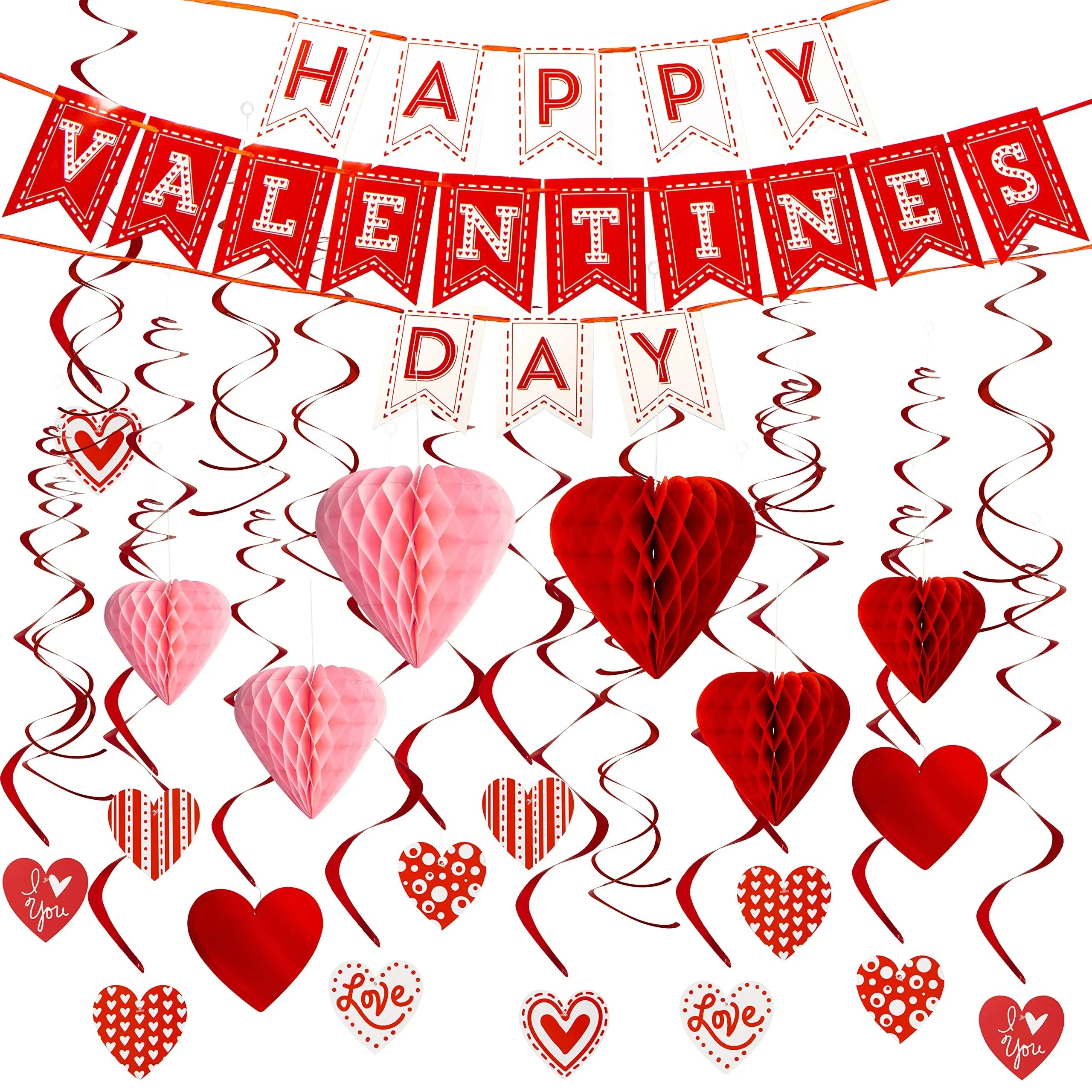 31-Piece Valentine's Day Banner with Paper Flowers