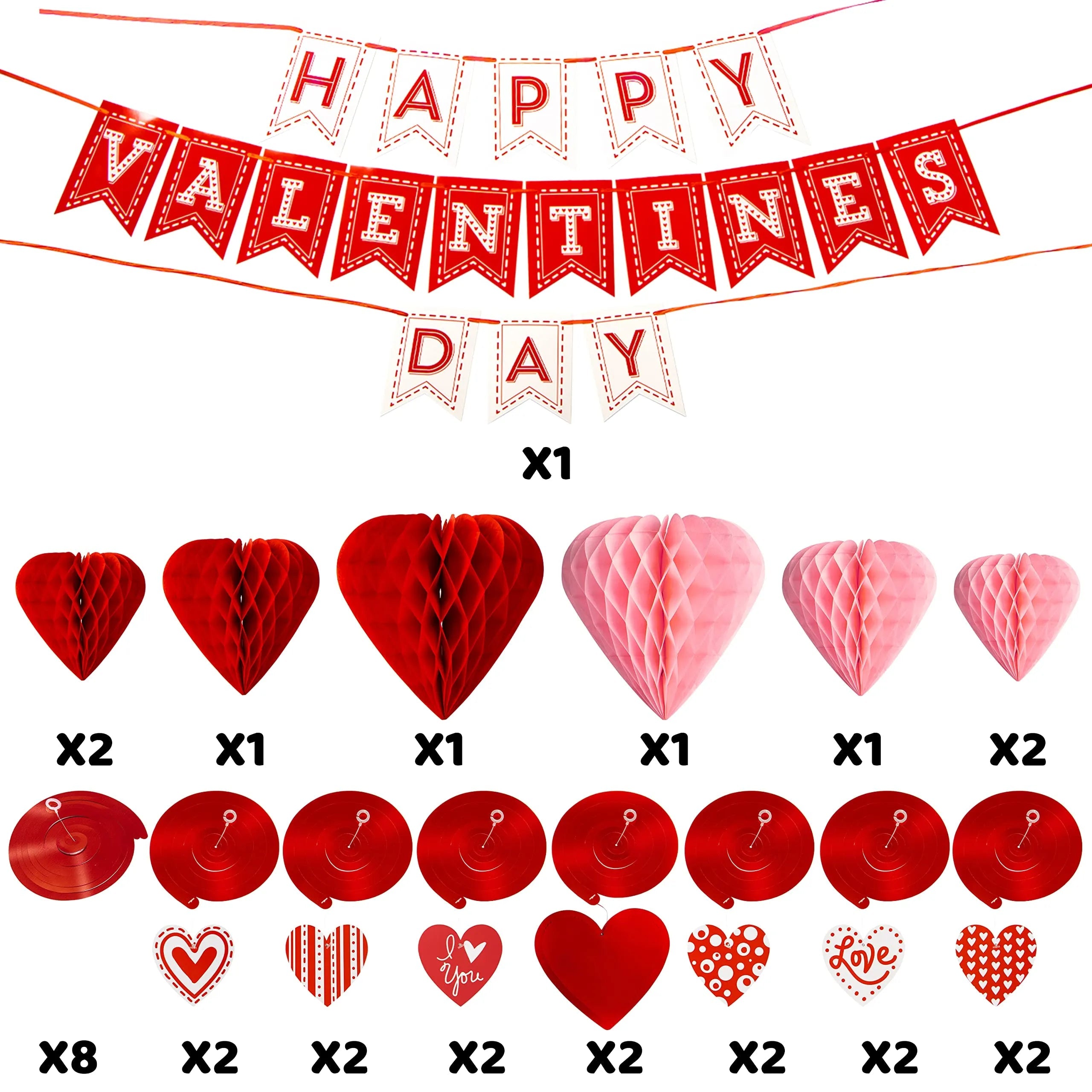31-Piece Valentine's Day Banner with Paper Flowers