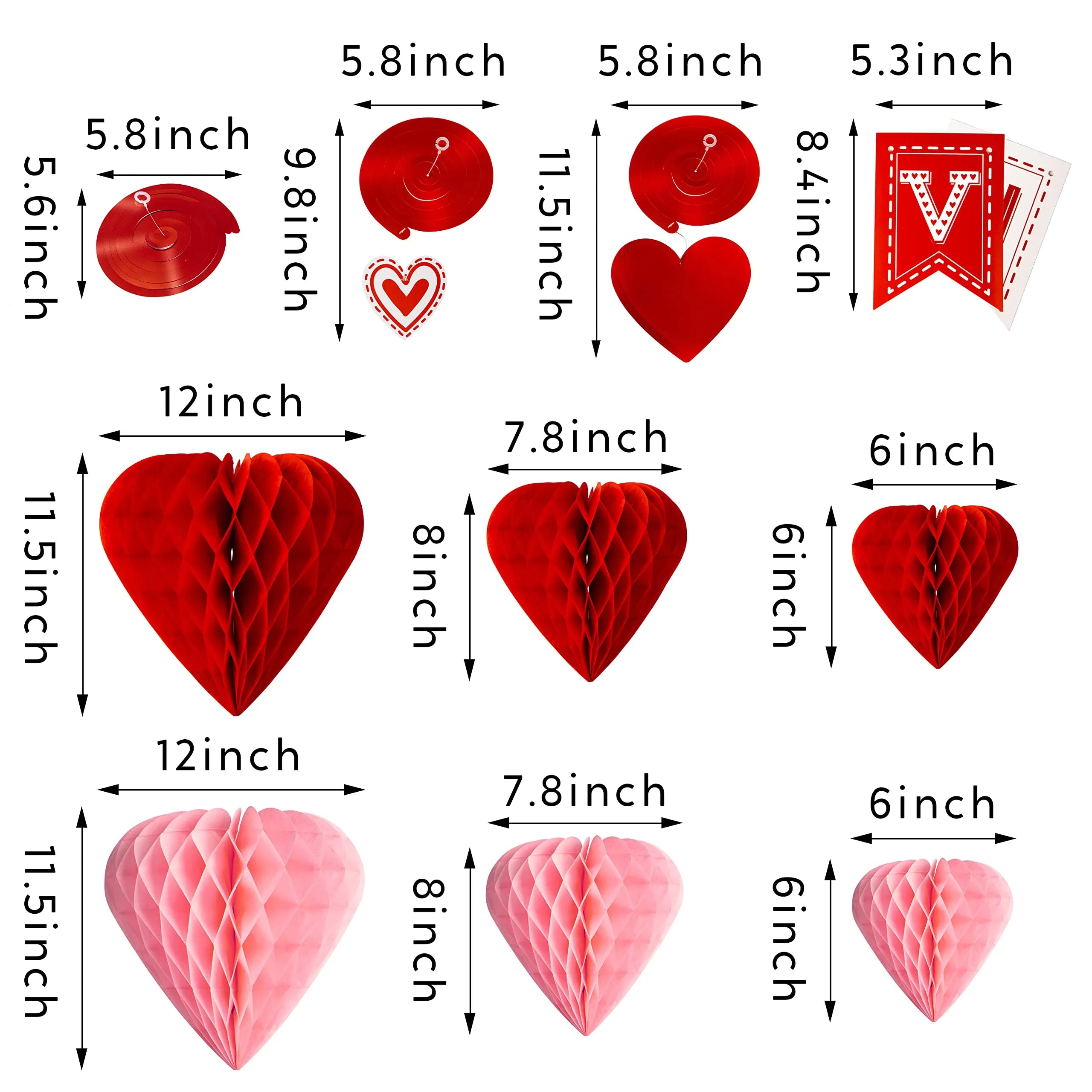 31-Piece Valentine's Day Banner with Paper Flowers