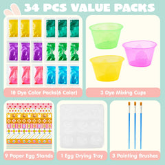 34-Piece Easter Egg Dye DIY Kit for Kids Activities & Parties