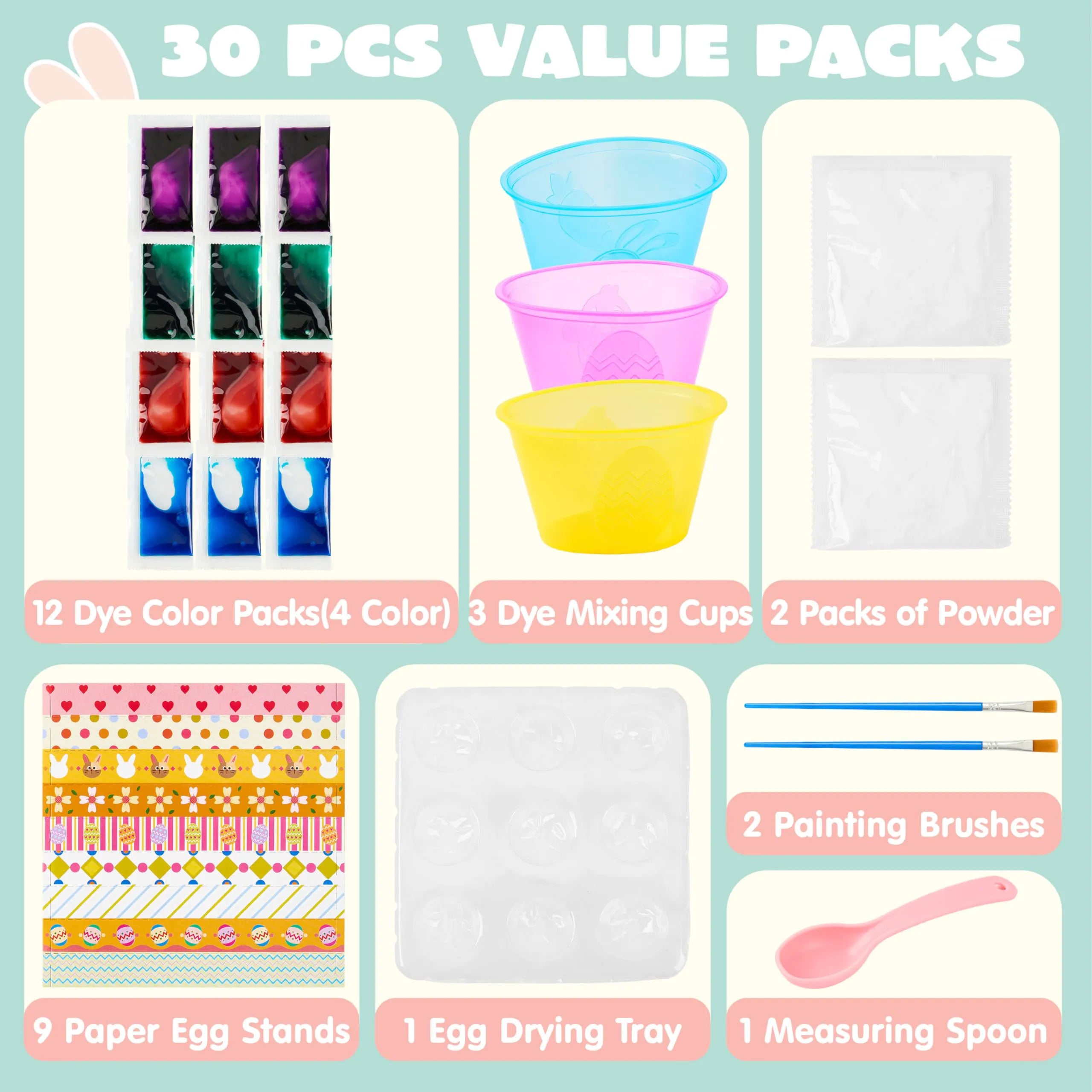 35-Piece Rainbow Easter Egg Dye DIY Kit for Kids Activities & Party