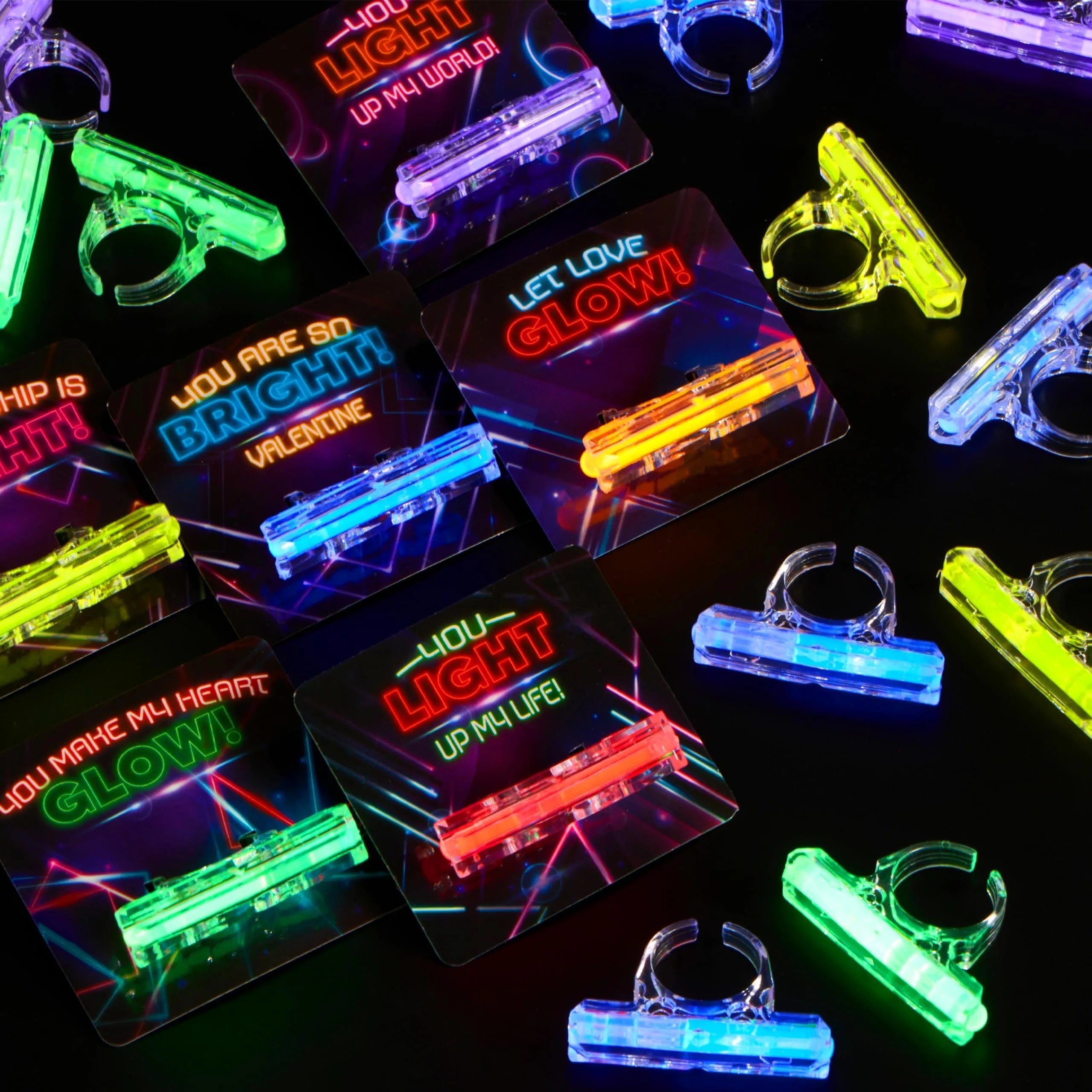 36 Valentine's Day Gift Cards with Glow-in-the-Dark Rings
