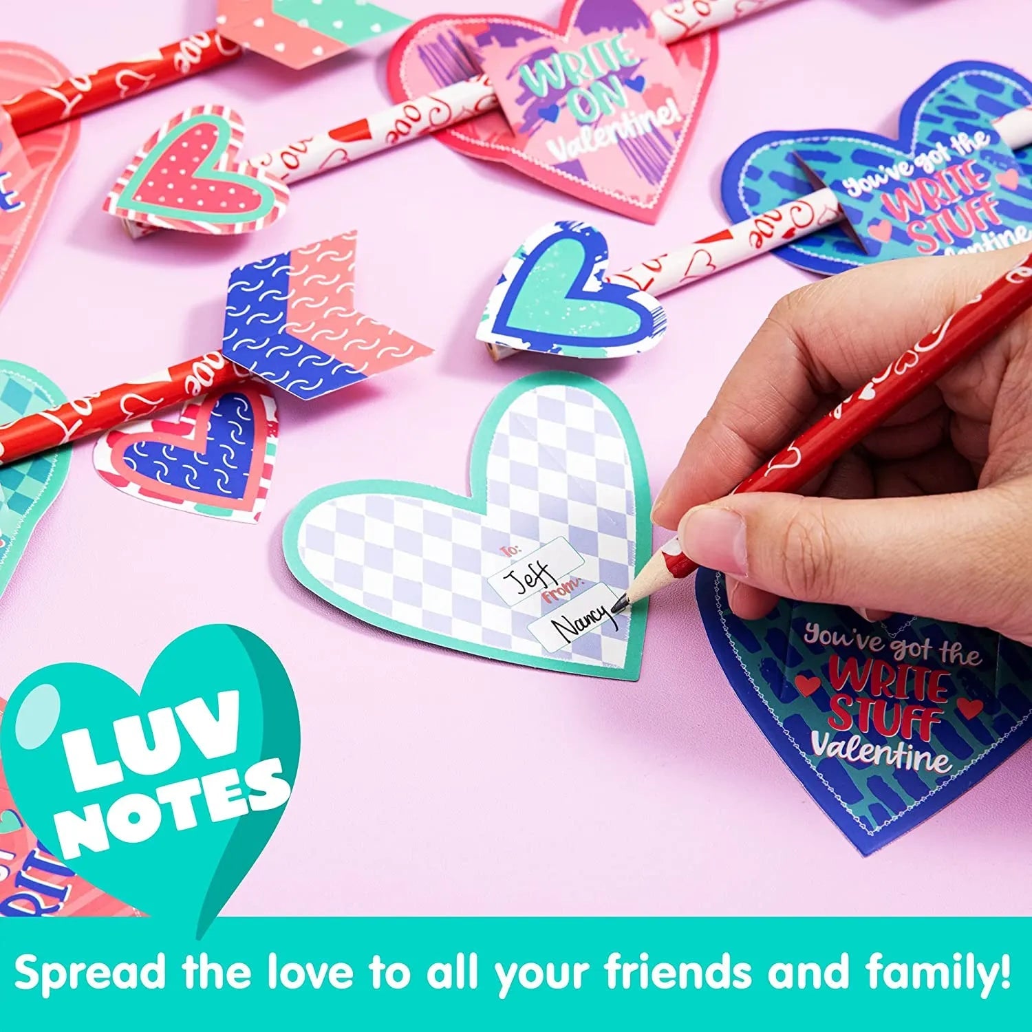 36Pcs Kids Valentine's Cards with Cupid's Arrow Pencil - Classroom Exchange Gifts