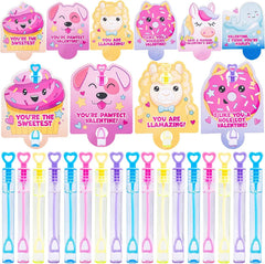 36 Unicorn Bubble Wands with Valentine's Day Cards for Kids - Classroom Exchange Gifts