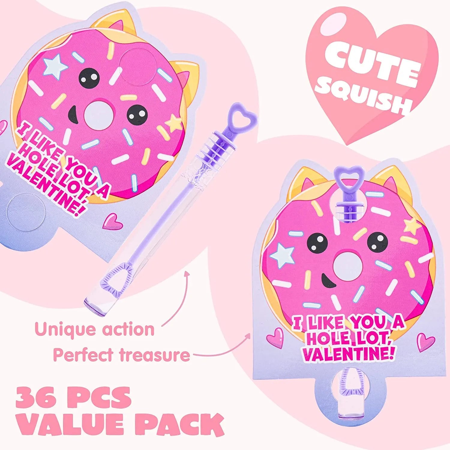 36 Unicorn Bubble Wands with Valentine's Day Cards for Kids - Classroom Exchange Gifts