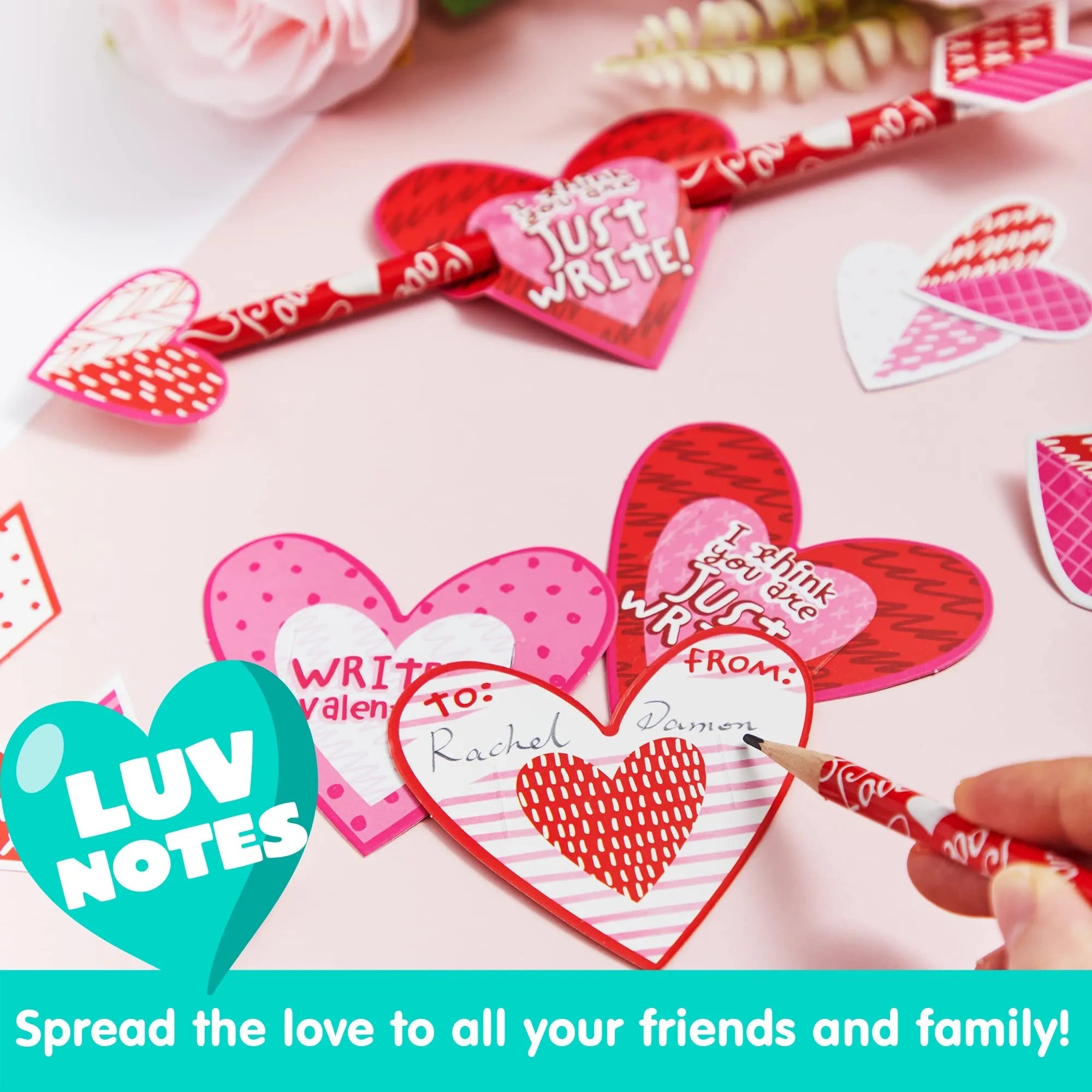 36-Pack Valentine's Day Arrow Pencils with Cards for Kids Classroom Exchange Gifts