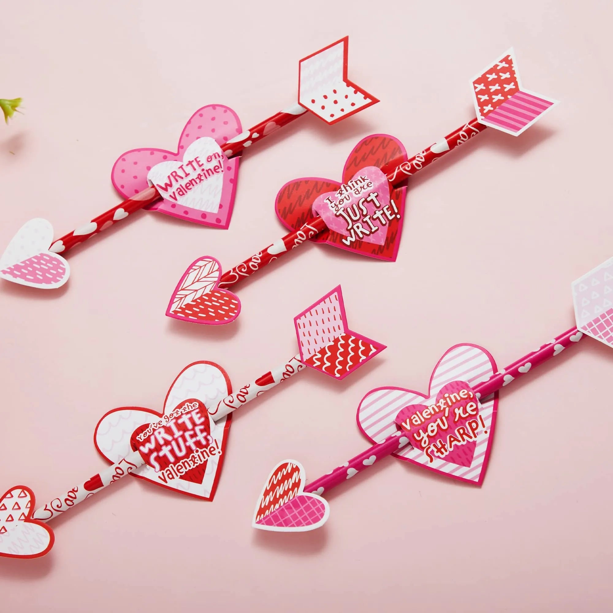 36-Pack Valentine's Day Arrow Pencils with Cards for Kids Classroom Exchange Gifts