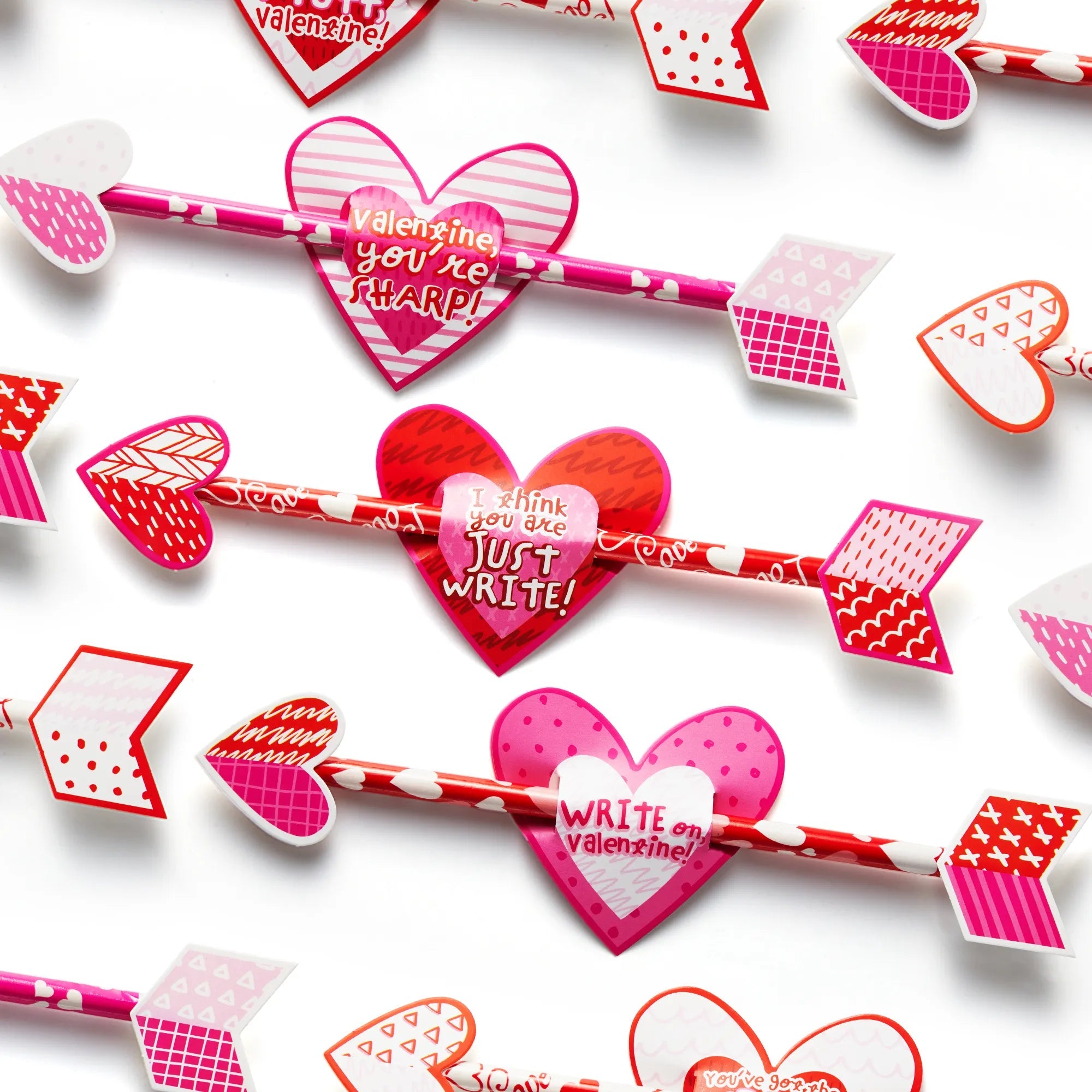 36-Pack Valentine's Day Arrow Pencils with Cards for Kids Classroom Exchange Gifts