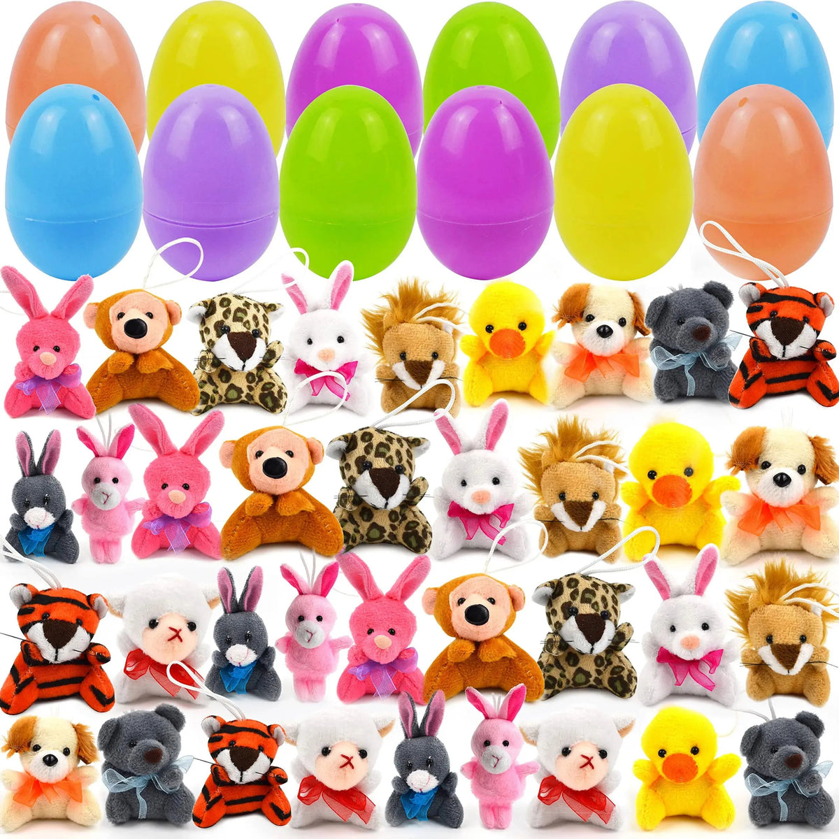 36-Pack 2.35-Inch Animal Plush Toys Prefilled Easter Eggs for Easter Egg Hunt