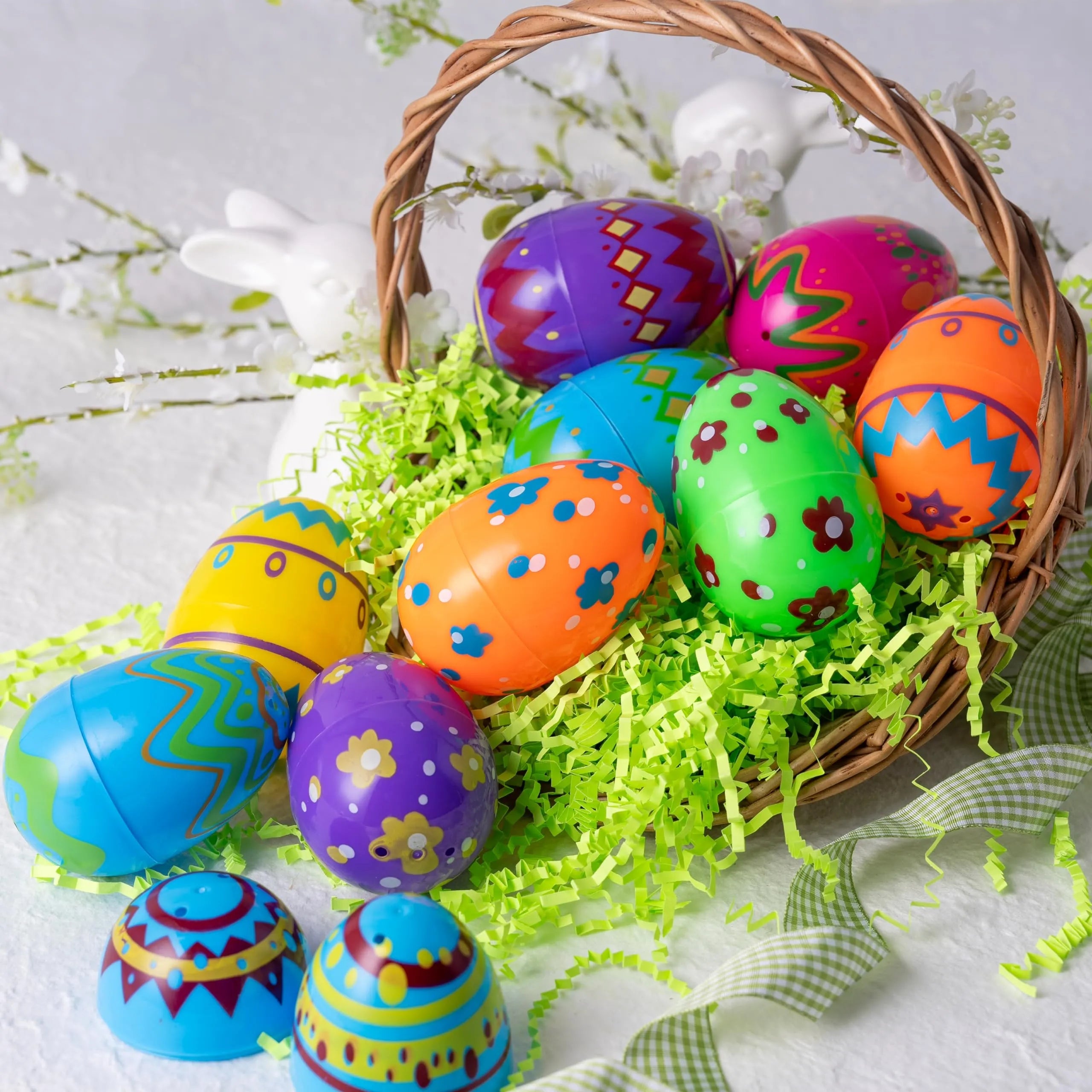 36 Pack 3.15 Inch Printed Colorful Plastic Easter Eggs for Easter Egg Hunt