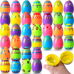 36 Pack 3.15 Inch Printed Colorful Plastic Easter Eggs for Easter Egg Hunt