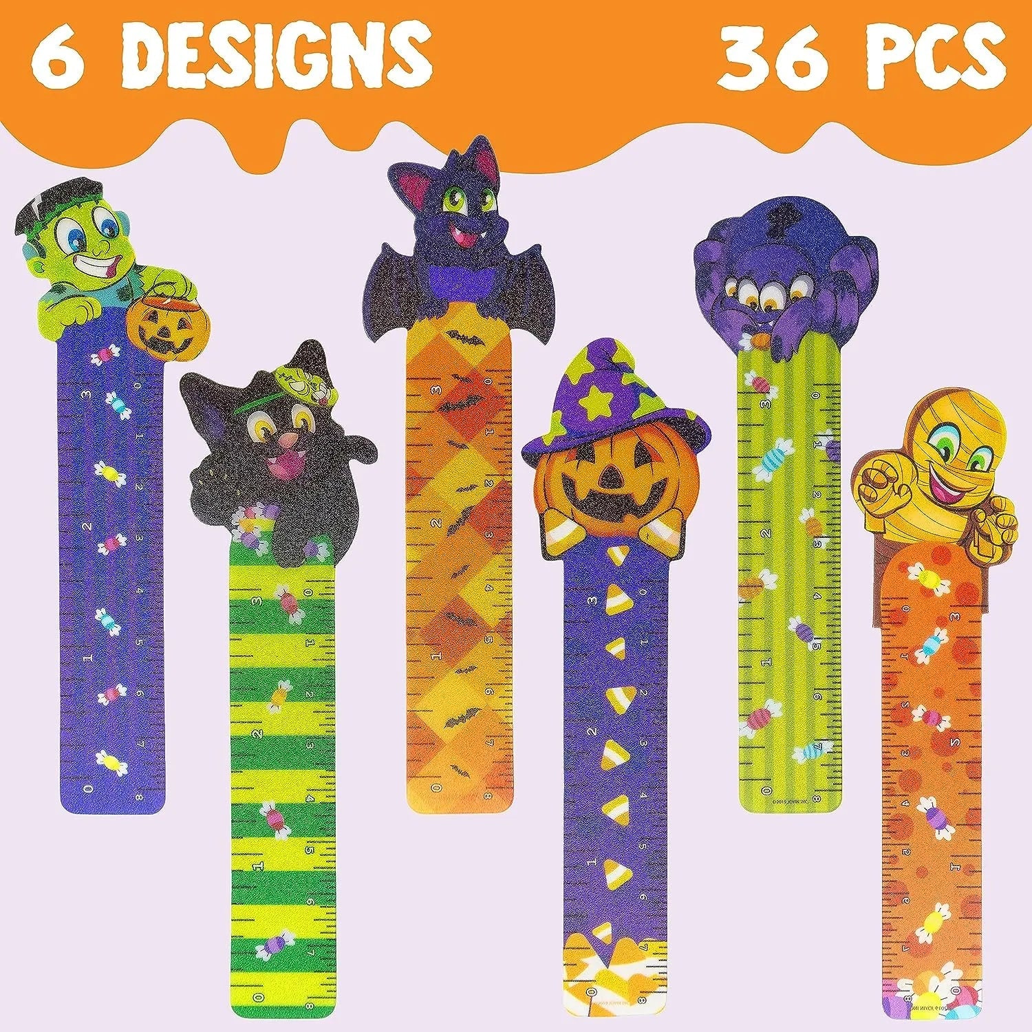 36 Pcs 6 Designs Halloween Bookmark Rulers