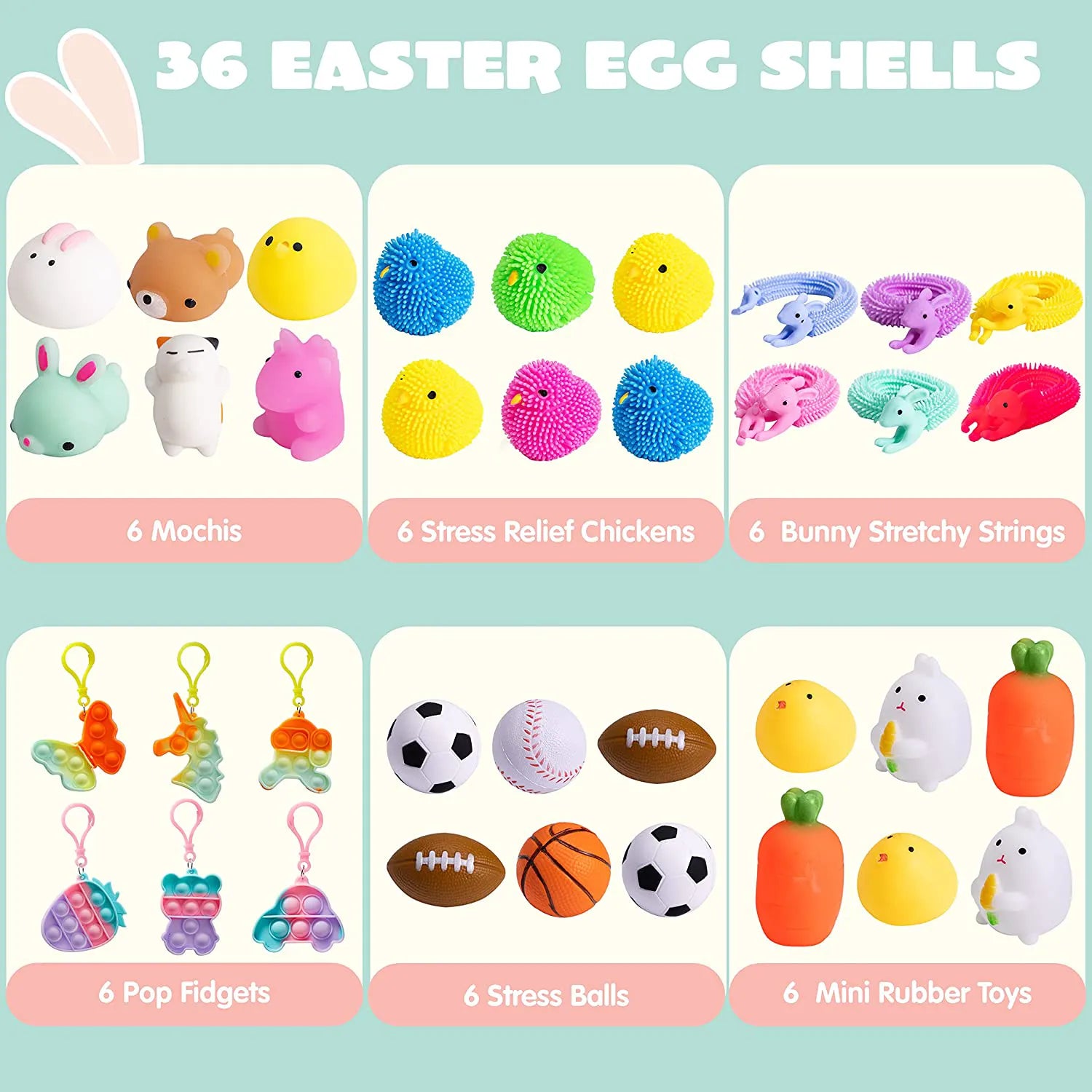 36-Pack Assorted Prefilled Easter Eggs with Toys