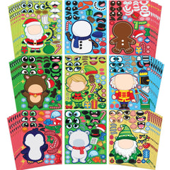 36 Pcs Christmas Make-A-Face Sticker Sheets for Kids
