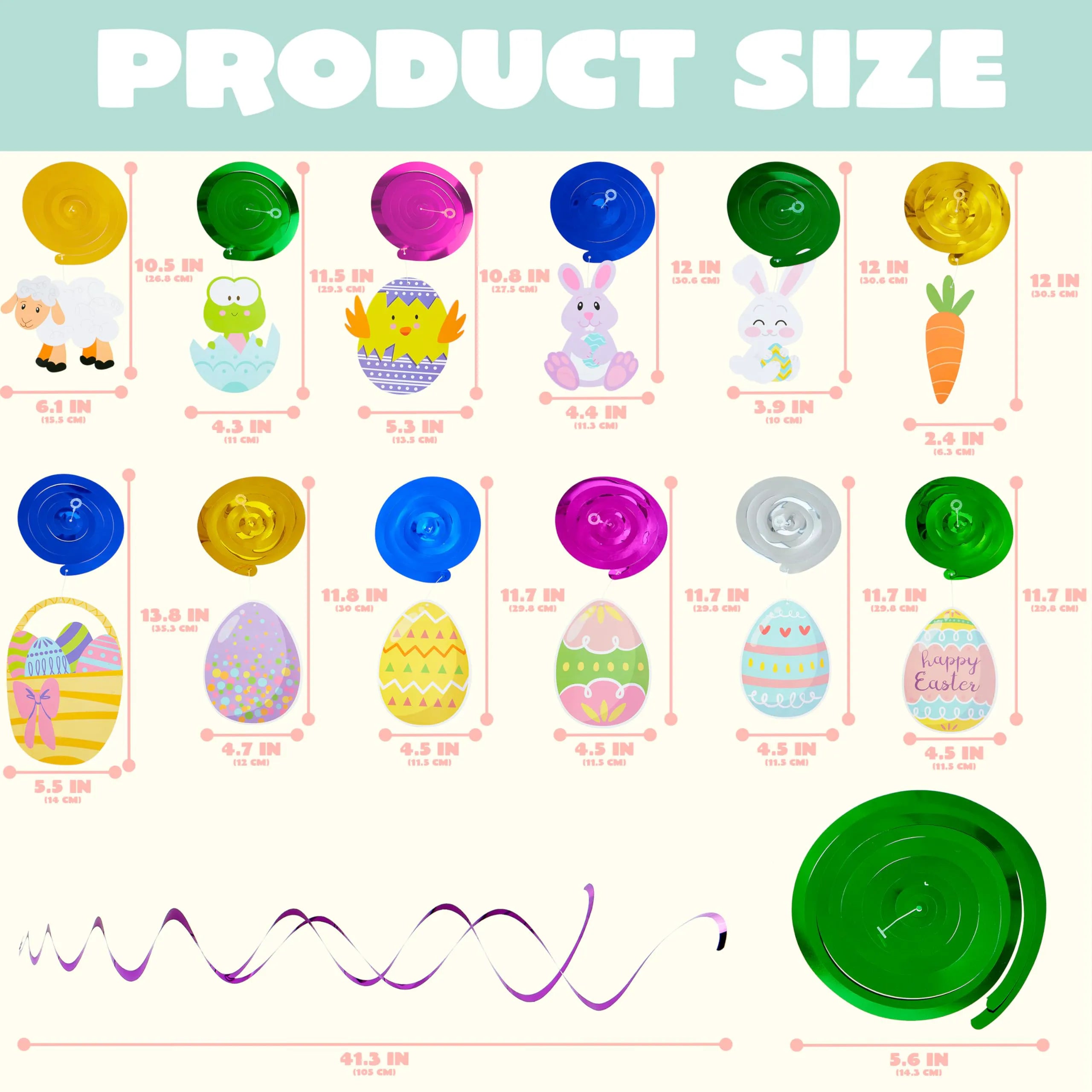 36 Pcs Easter Foil Swirl Hanging Decor for Party & Home