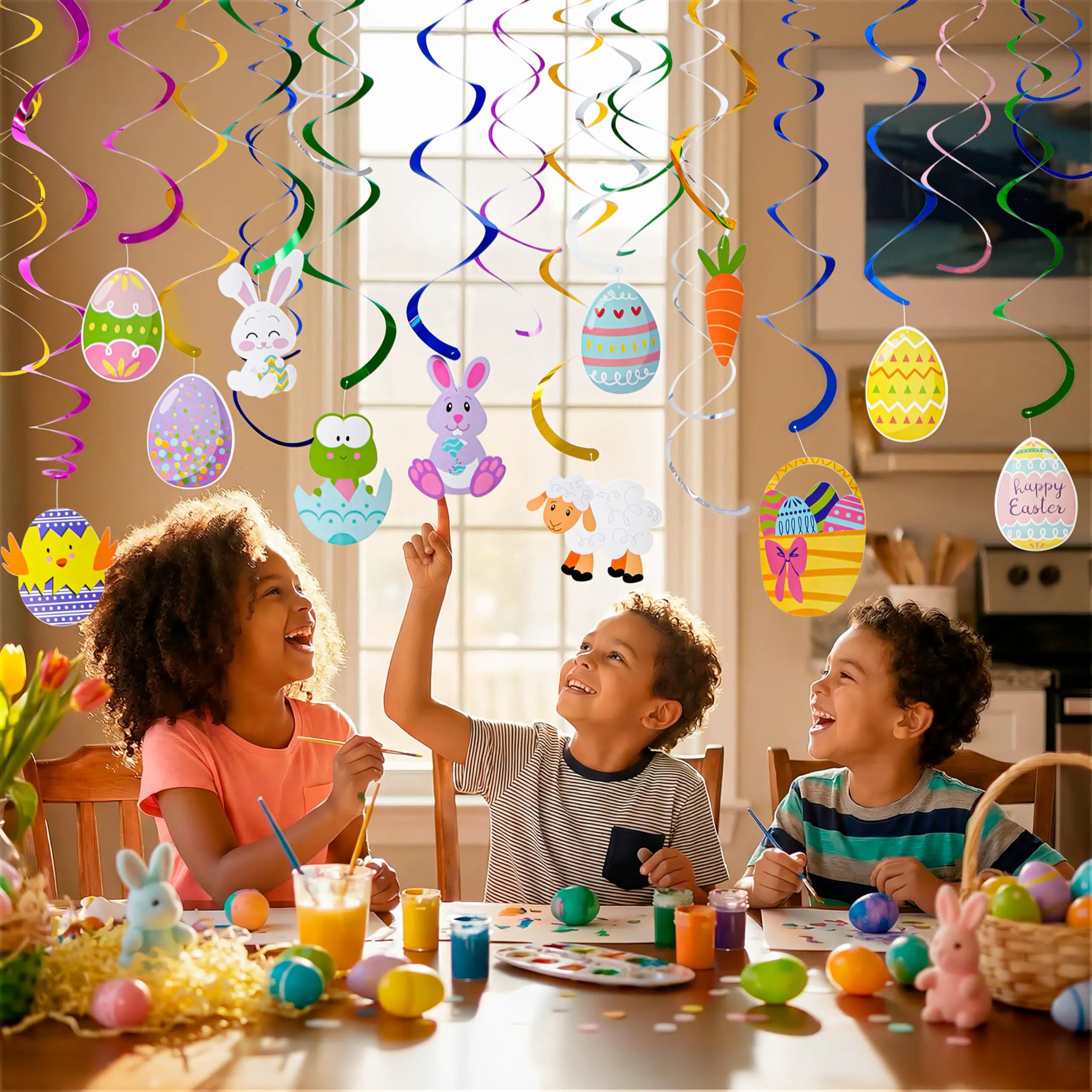 36 Pcs Easter Foil Swirl Hanging Decor for Party & Home
