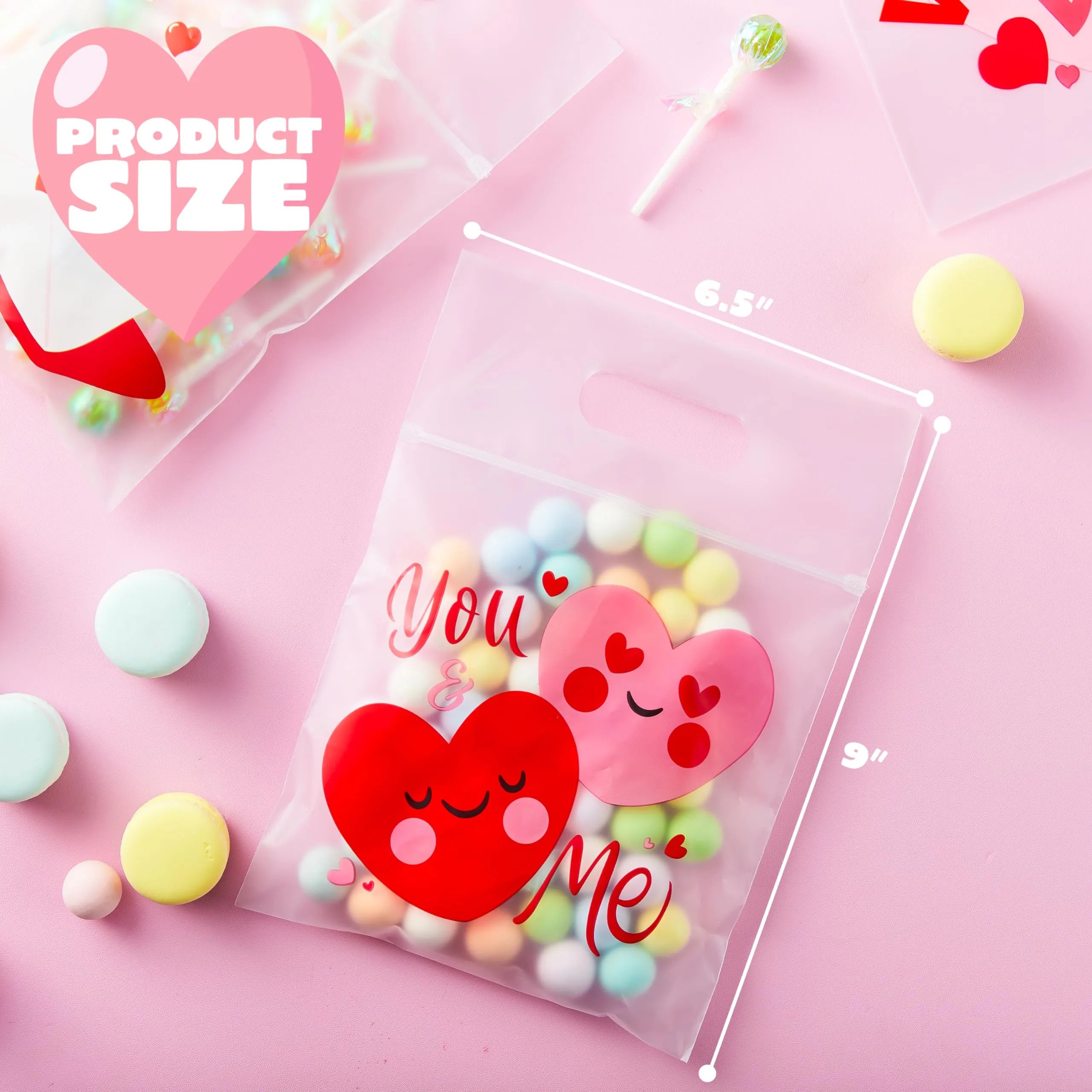 36 Valentine's Day Cellophane Gift Bags, Candy Treat Bags with 6 Designs for Kids Party Favors