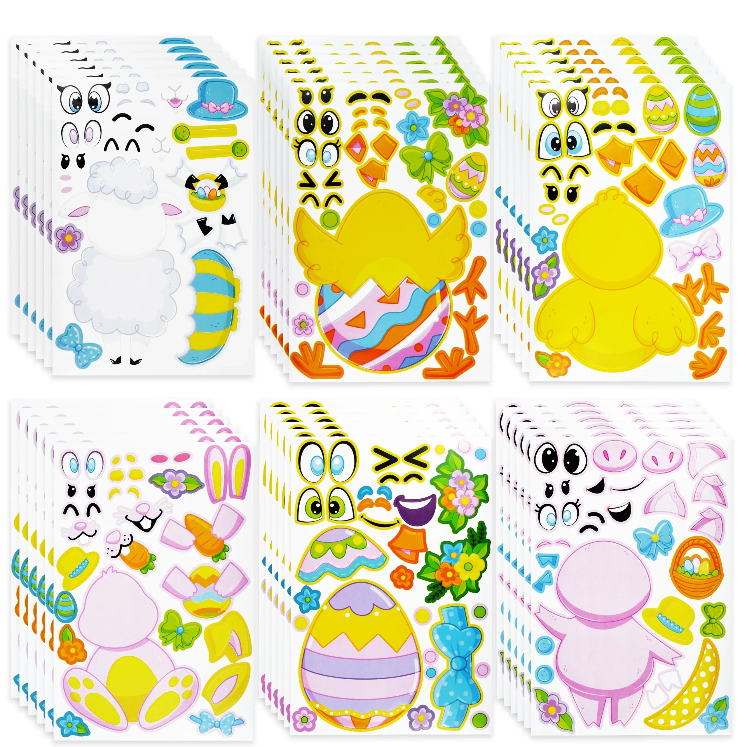 36-Piece Easter Mix & Match Make-a-Face Animal Stickers