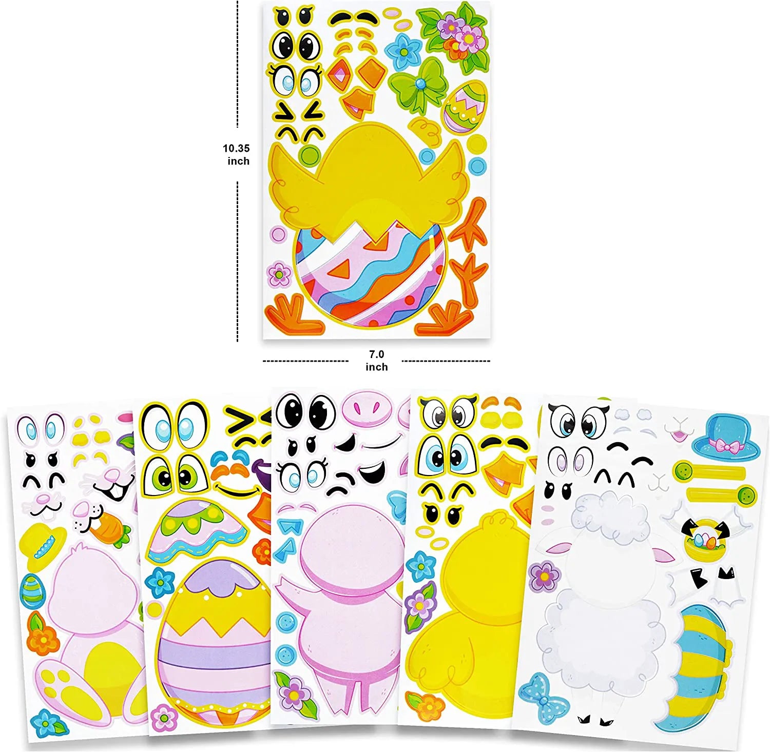 36-Piece Easter Mix & Match Make-a-Face Animal Stickers