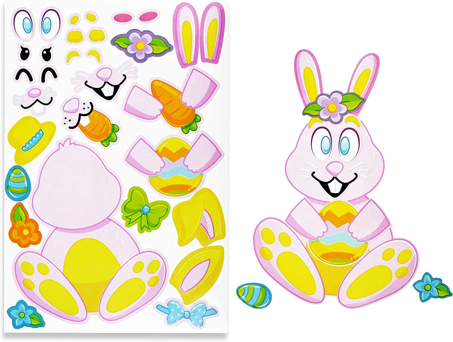 36-Piece Easter Mix & Match Make-a-Face Animal Stickers