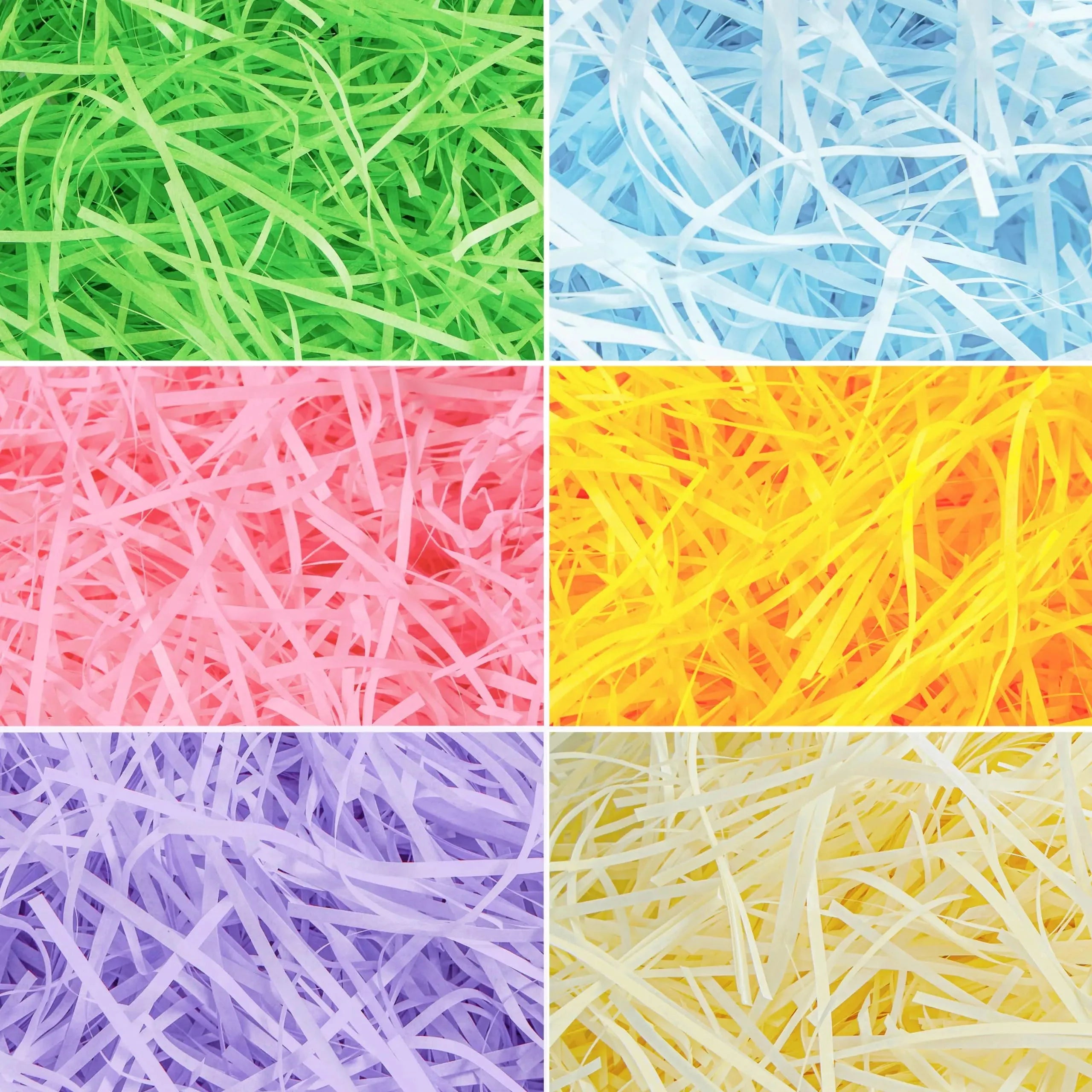 36oz (1000g) Multicolor Rainbow Easter Grass, Recyclable Pastel Paper Shred
