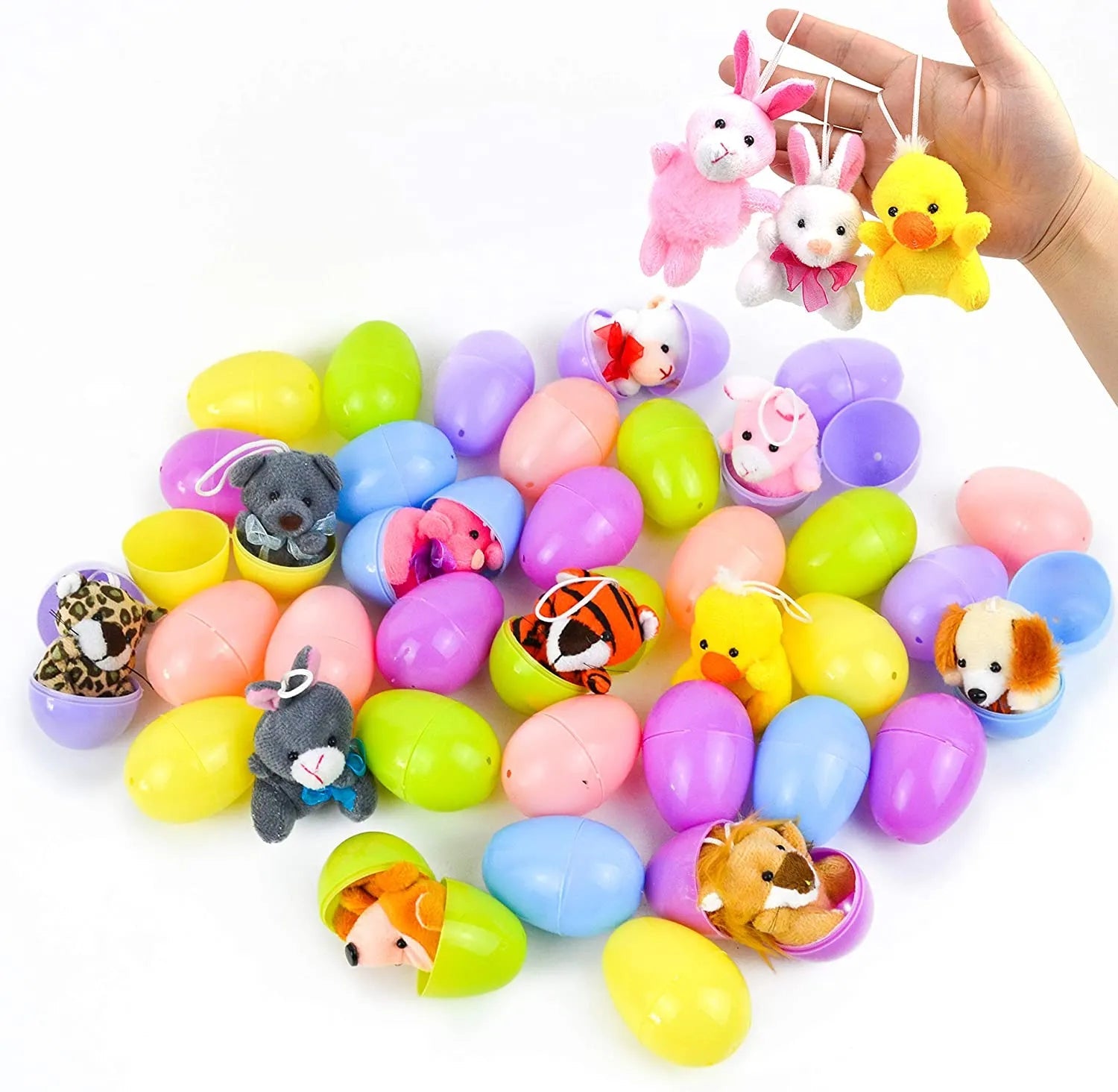 36-Pack 2.35-Inch Animal Plush Toys Prefilled Easter Eggs for Easter Egg Hunt