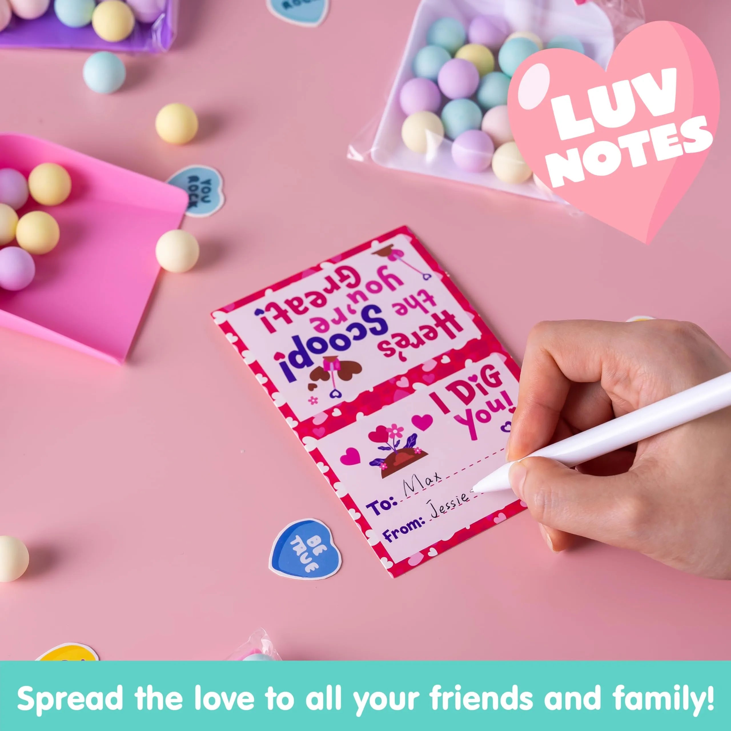 36 Plastic Shovels with Valentine's Day Cards for Kids - Classroom Exchange Gifts