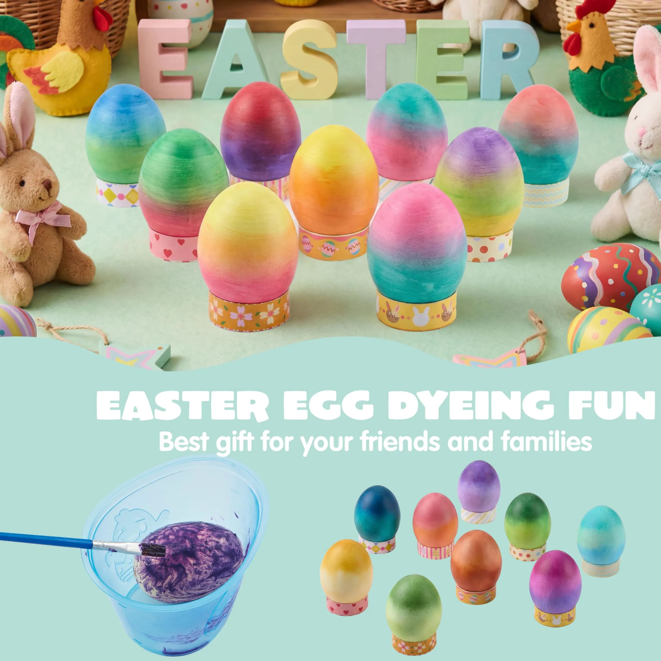 37-Piece Wrap Art Easter Egg Dye Kit for Kids Activities & Party