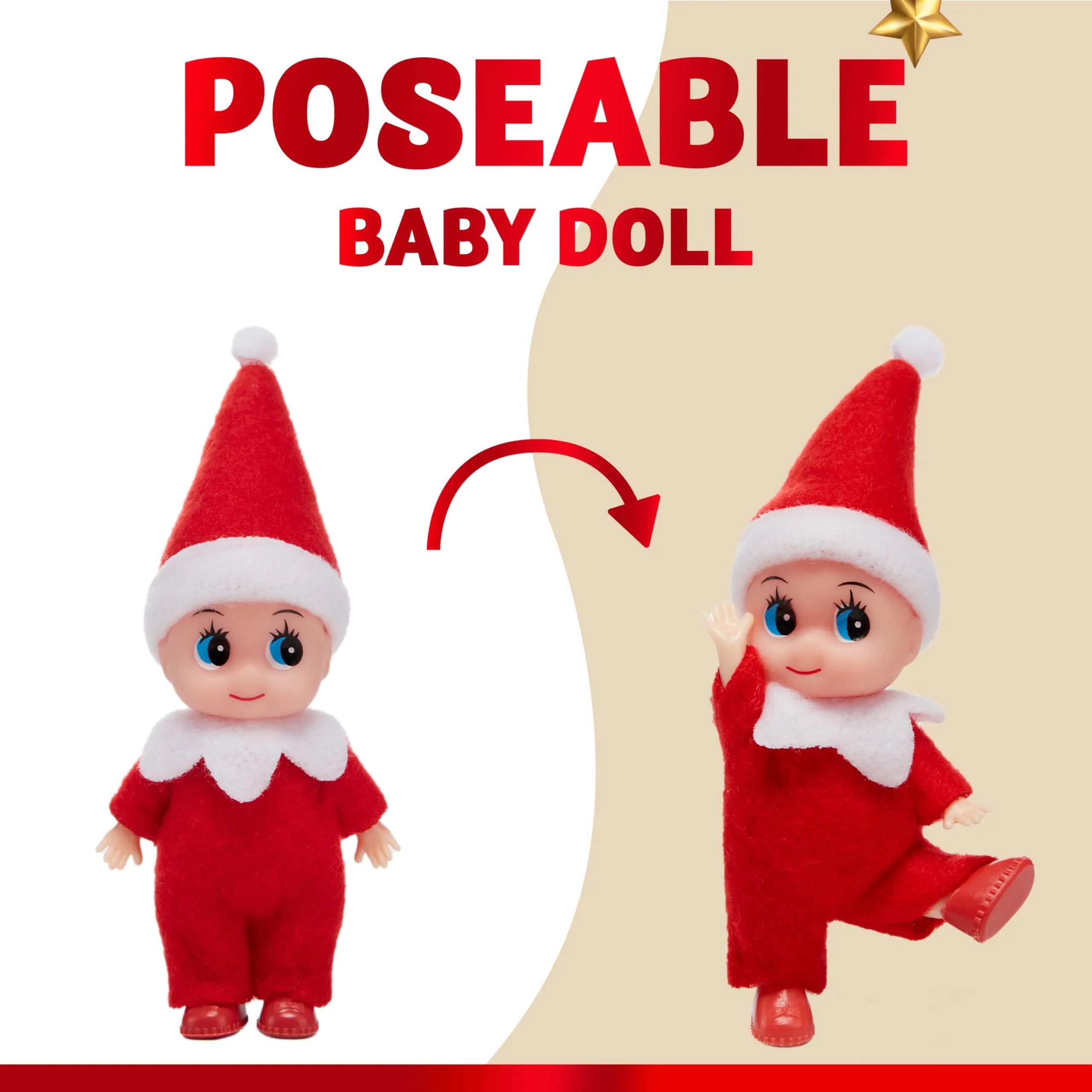3-Pack Red Elf Plush Dolls for Christmas Decor