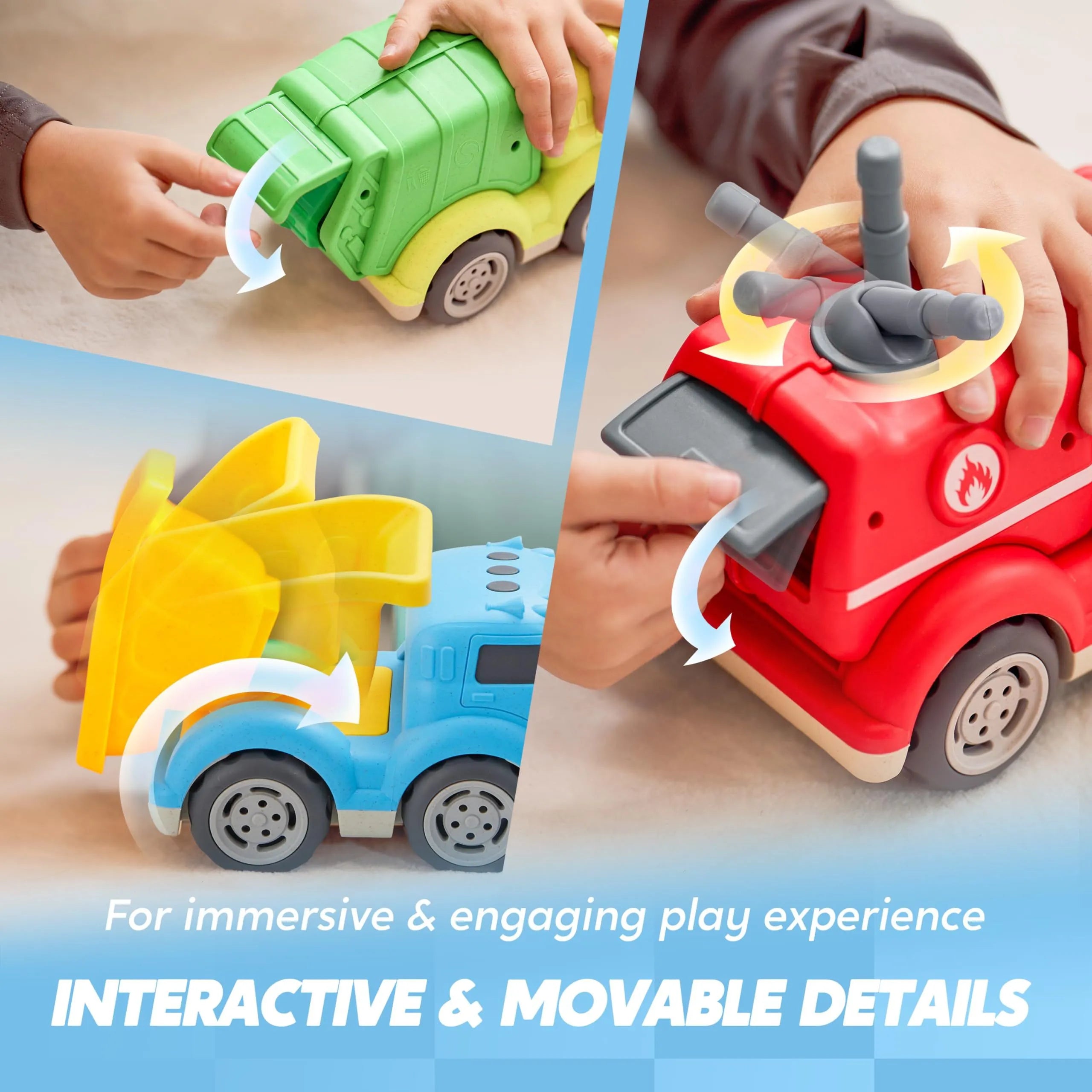 3 Pack Trucks for Toddlers - Includes Garbage Truck