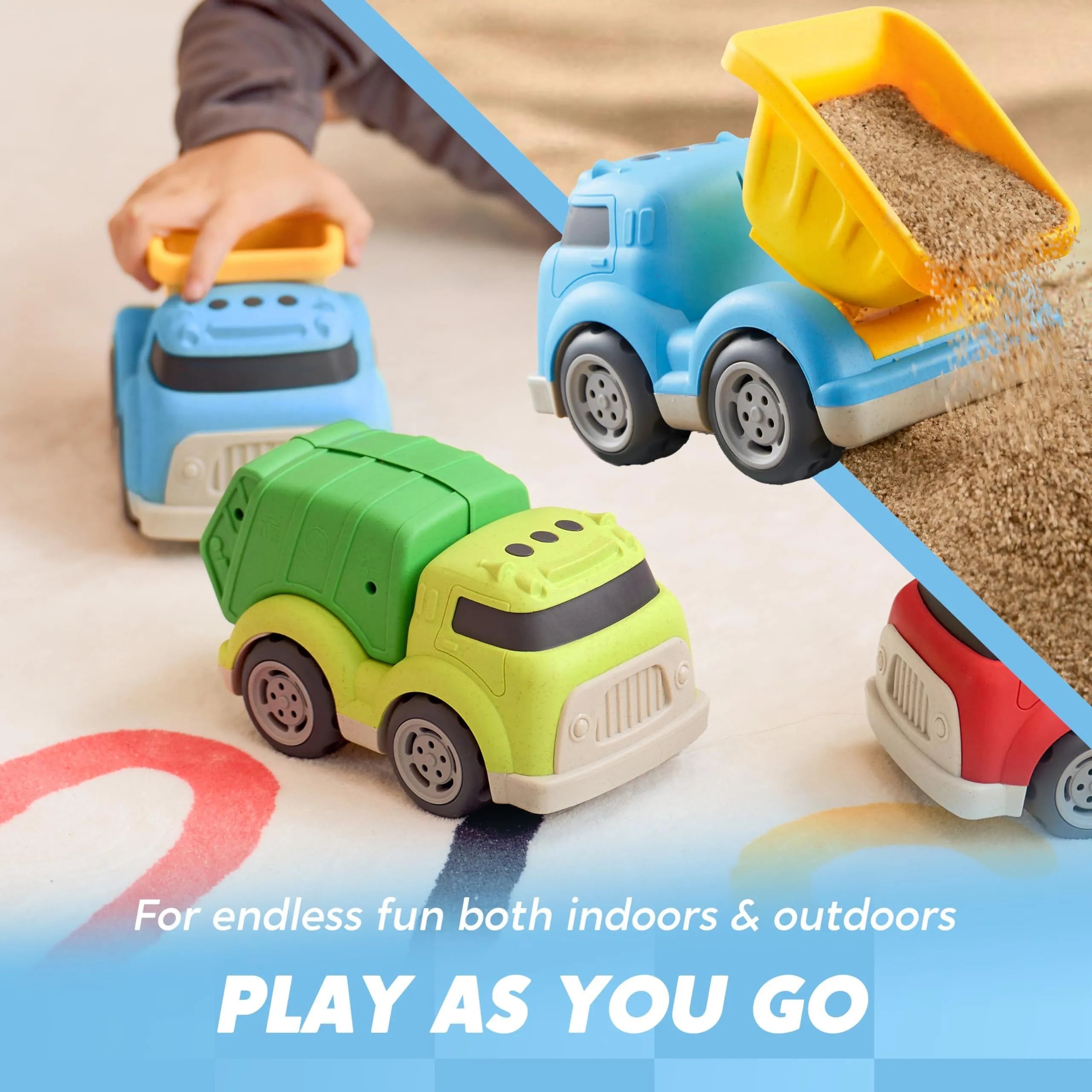 3 Pack Trucks for Toddlers - Includes Garbage Truck