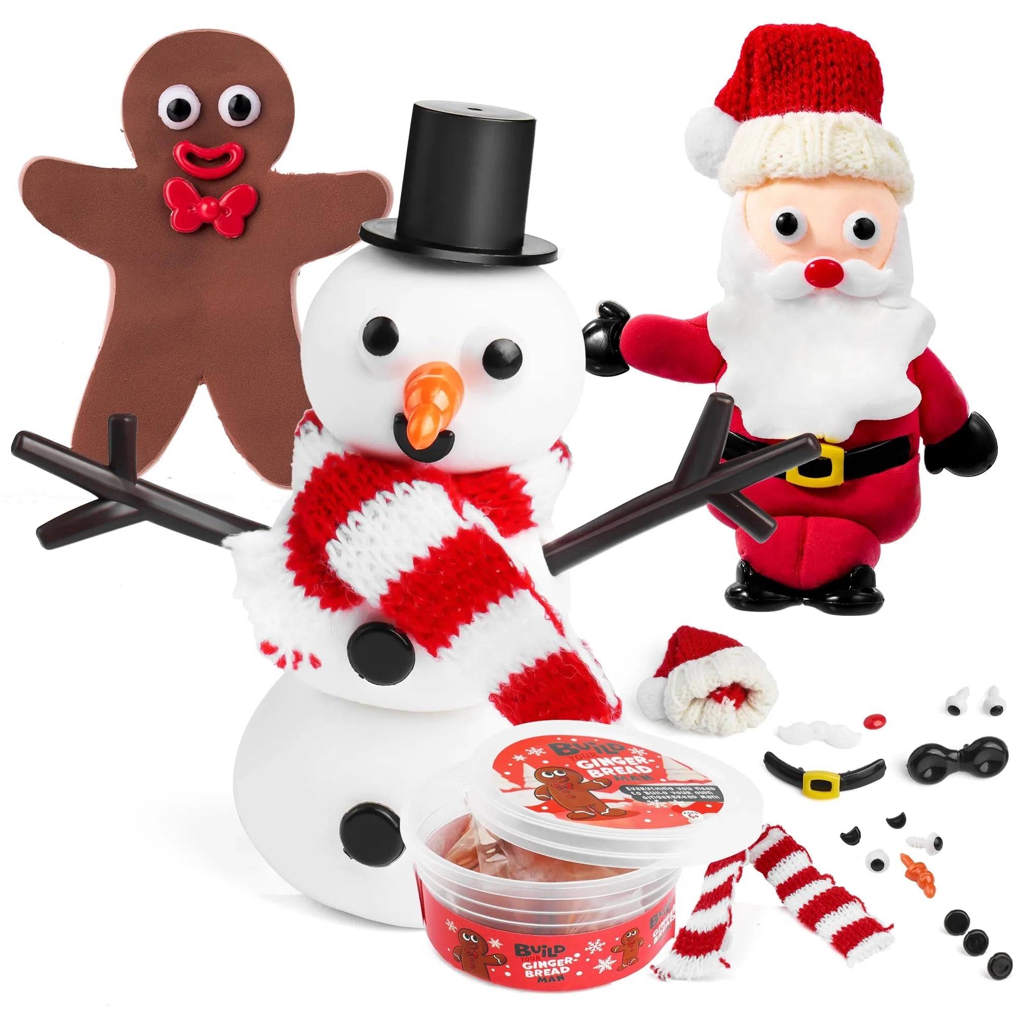 Christmas Snowman, Santa, and Gingerbread Man Craft Kit (3-Pack)