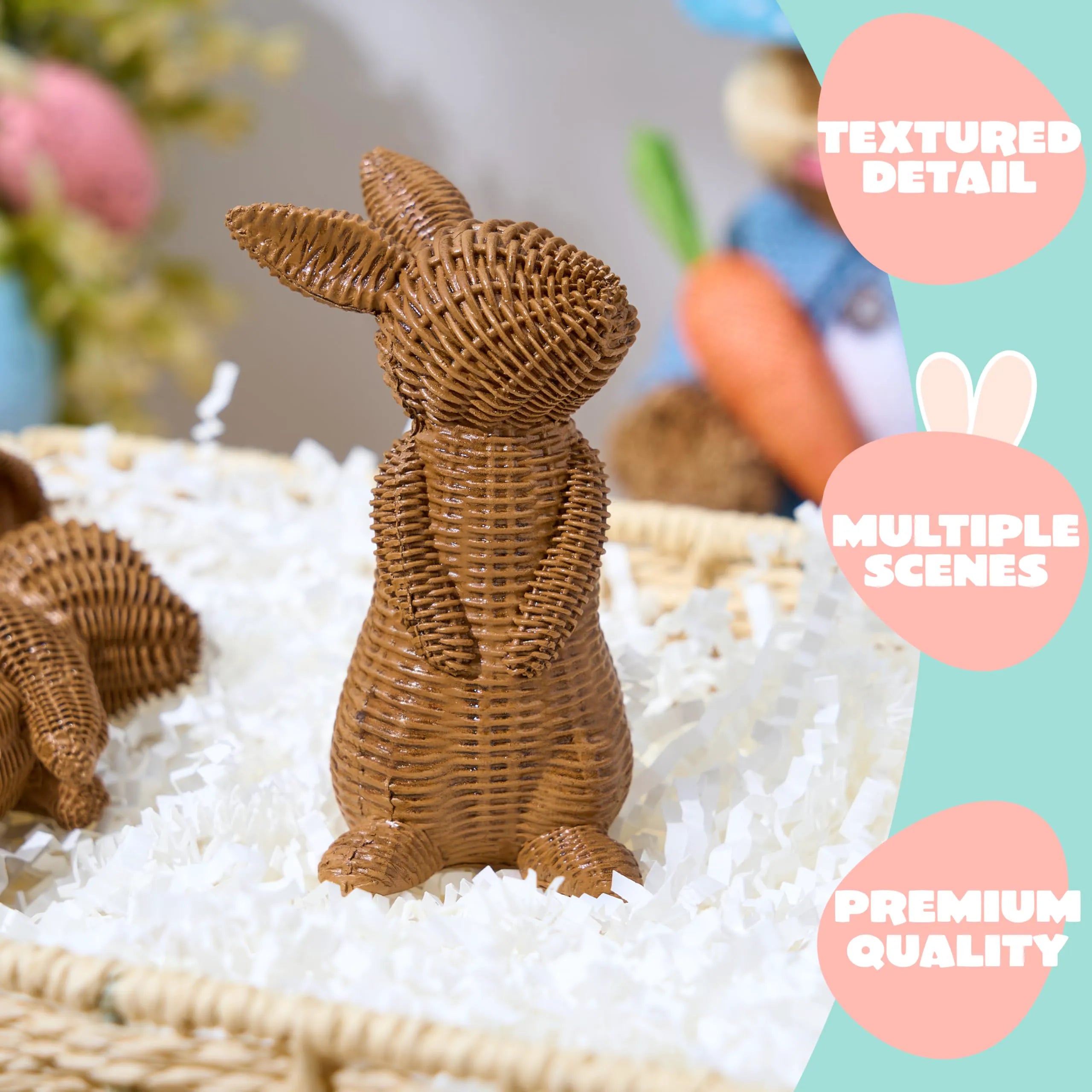 3 Easter Bunny Resin Figurines for Home Tabletop Decor
