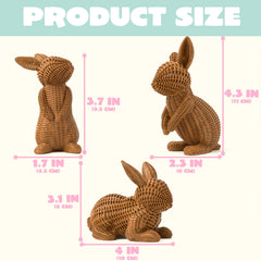 3 Easter Bunny Resin Figurines for Home Tabletop Decor