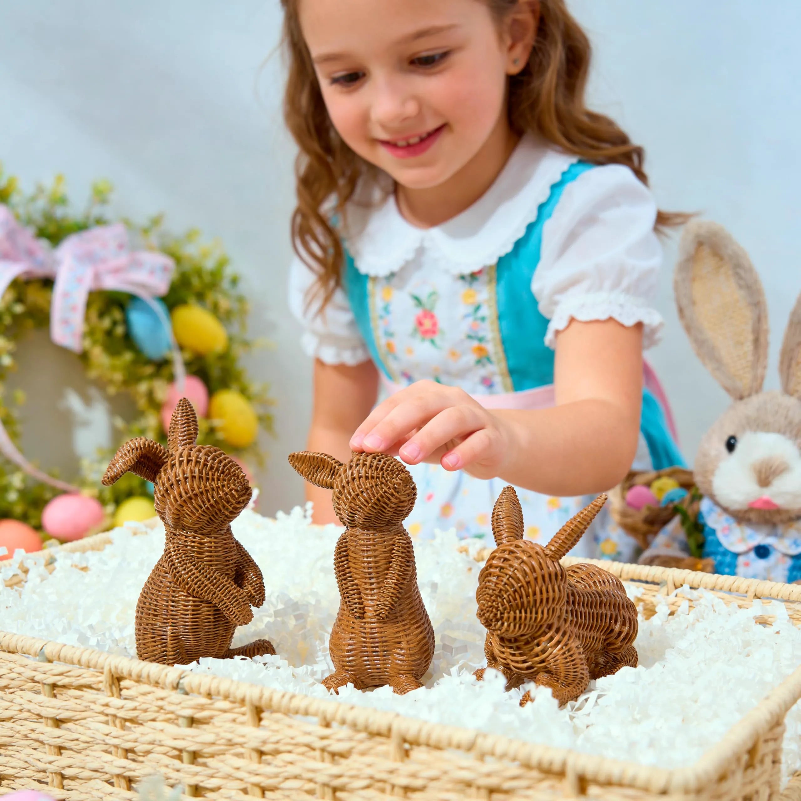 3 Easter Bunny Resin Figurines for Home Tabletop Decor