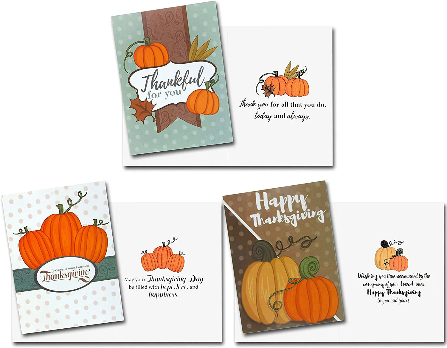 Thanksgiving Pumpkin Greeting Cards, 36 Pack