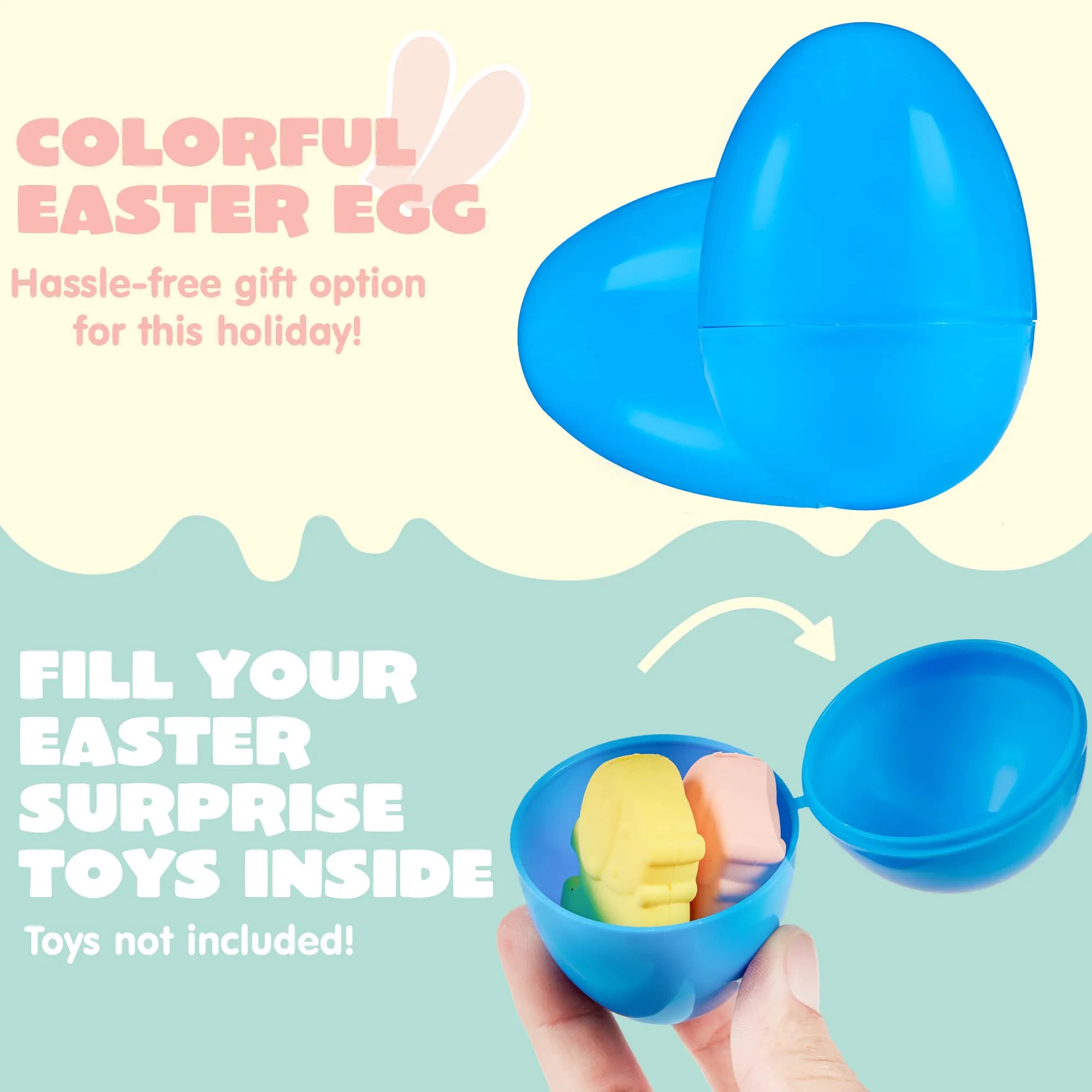 50PCS Fillable Plastic Eggs Empty Colorful Bright Eggshells 3.15"