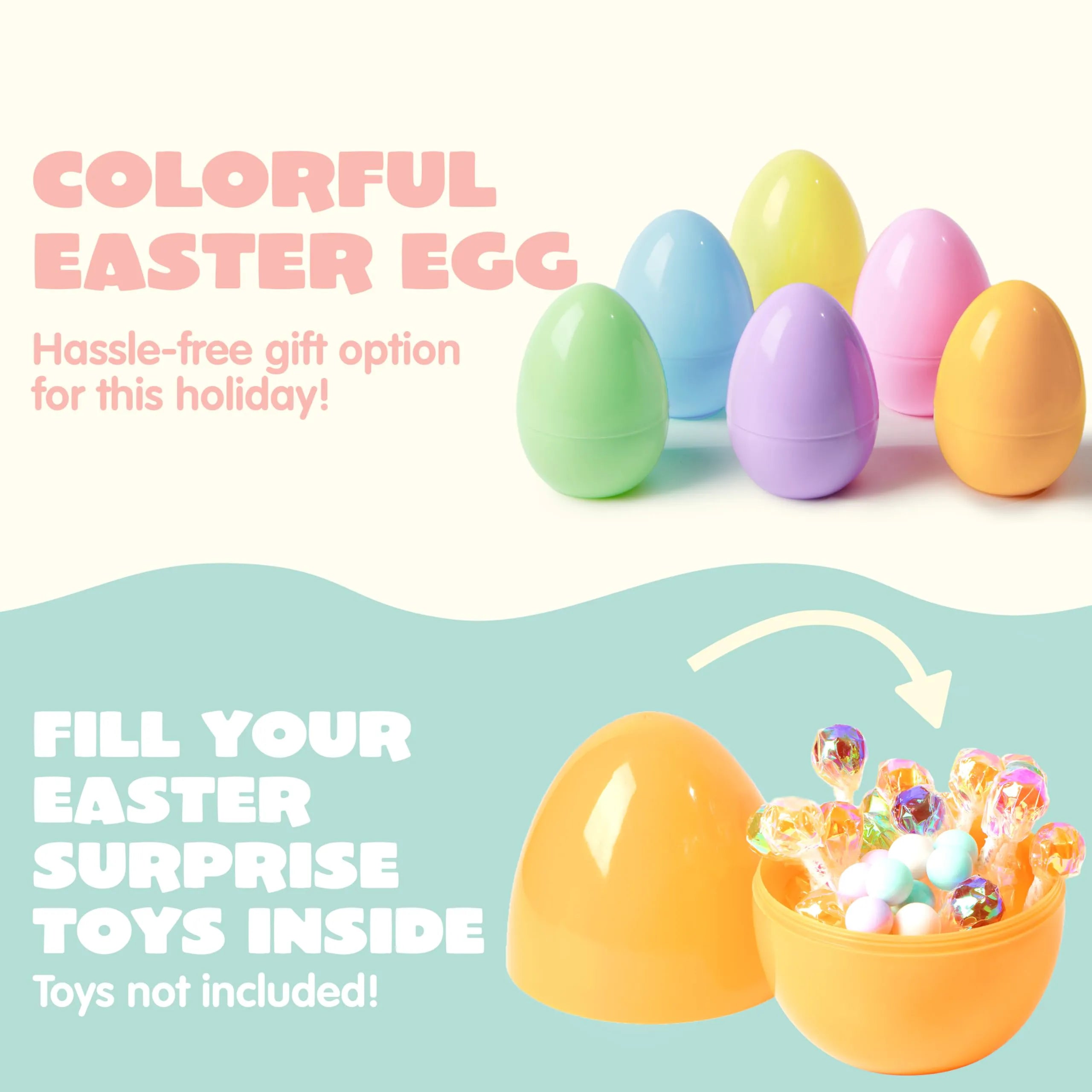 24 Large Pastel Easter Eggs, 6-Inch Plastic Jumbo Fillable Eggs