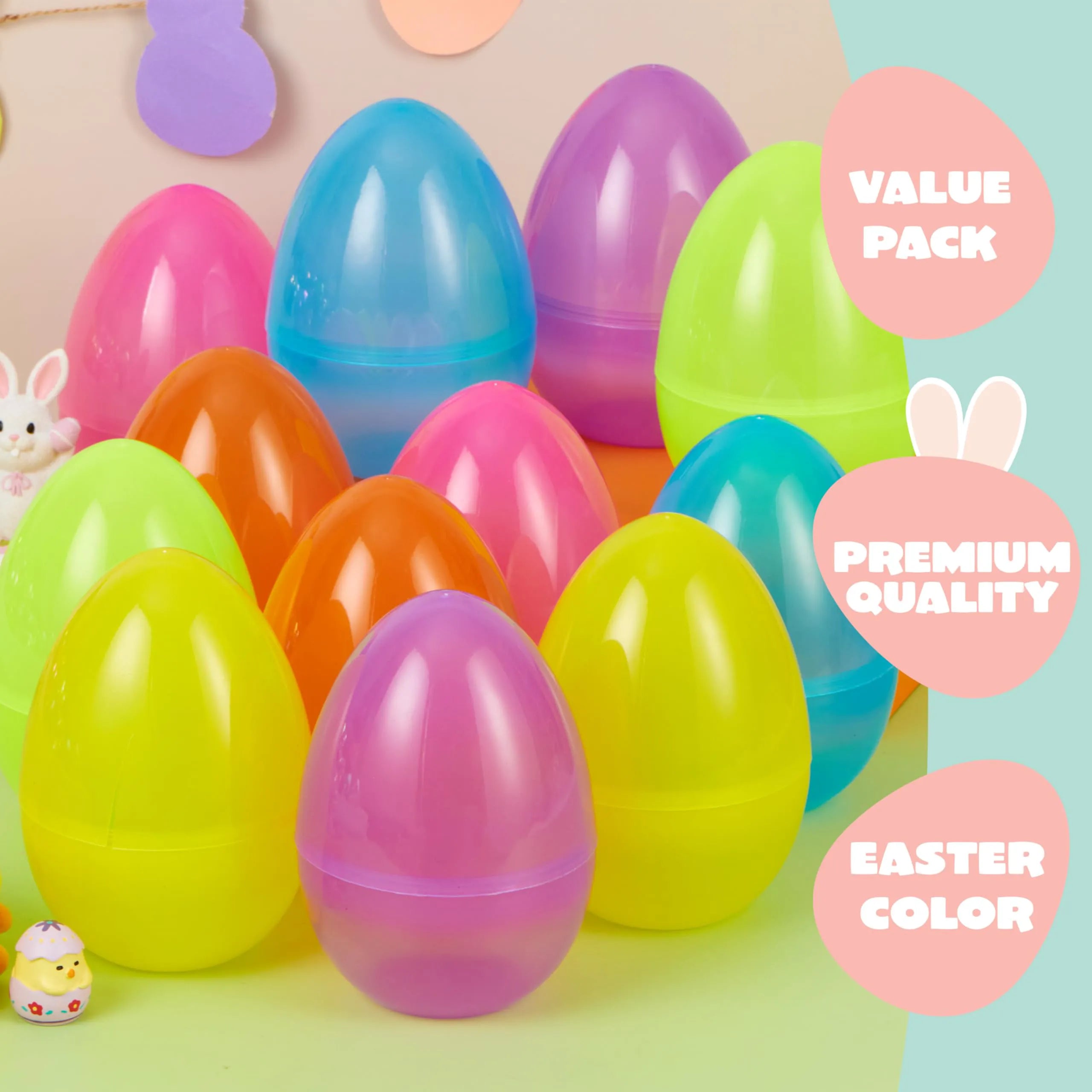 6Pcs Large Clear Easter Eggs, 6 Inches Jumbo Plastic Eggs Fillable for Easter Hunt
