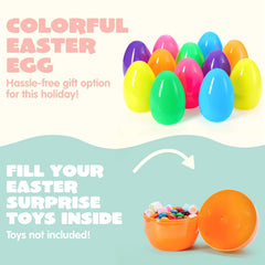 6-Pack 8-Inch Jumbo Plastic Easter Egg Shells, Fillable for Easter Egg Hunt