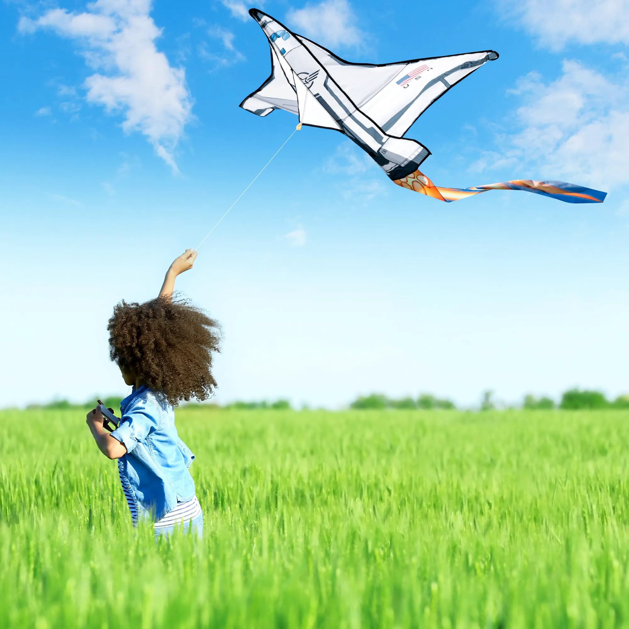 Spaceship Kite: Easy to Fly for Kids & Adults, 262.5 ft String