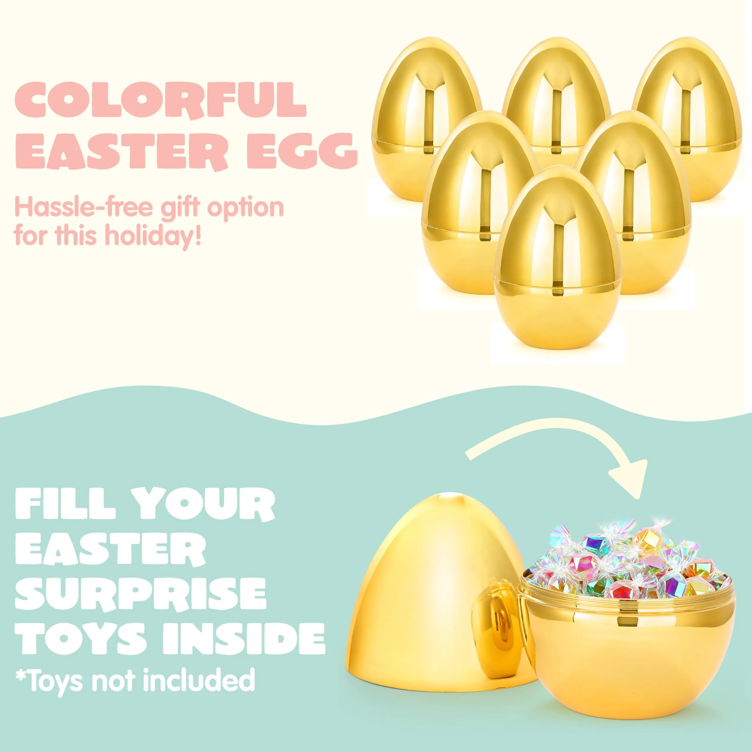 6 Gold Jumbo Easter Eggs (10 inch)