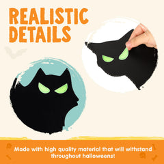 6 Halloween Black Cat Yard Signs with Glow-in-the-Dark Eyes